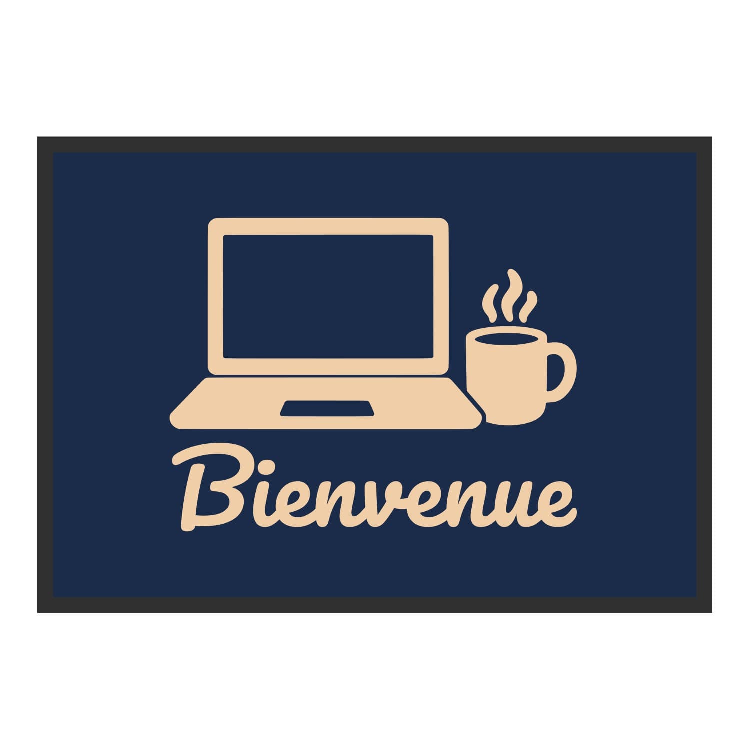 Vue du tapis Ordinateur Bienvenue dans son format et ses couleurs de départ