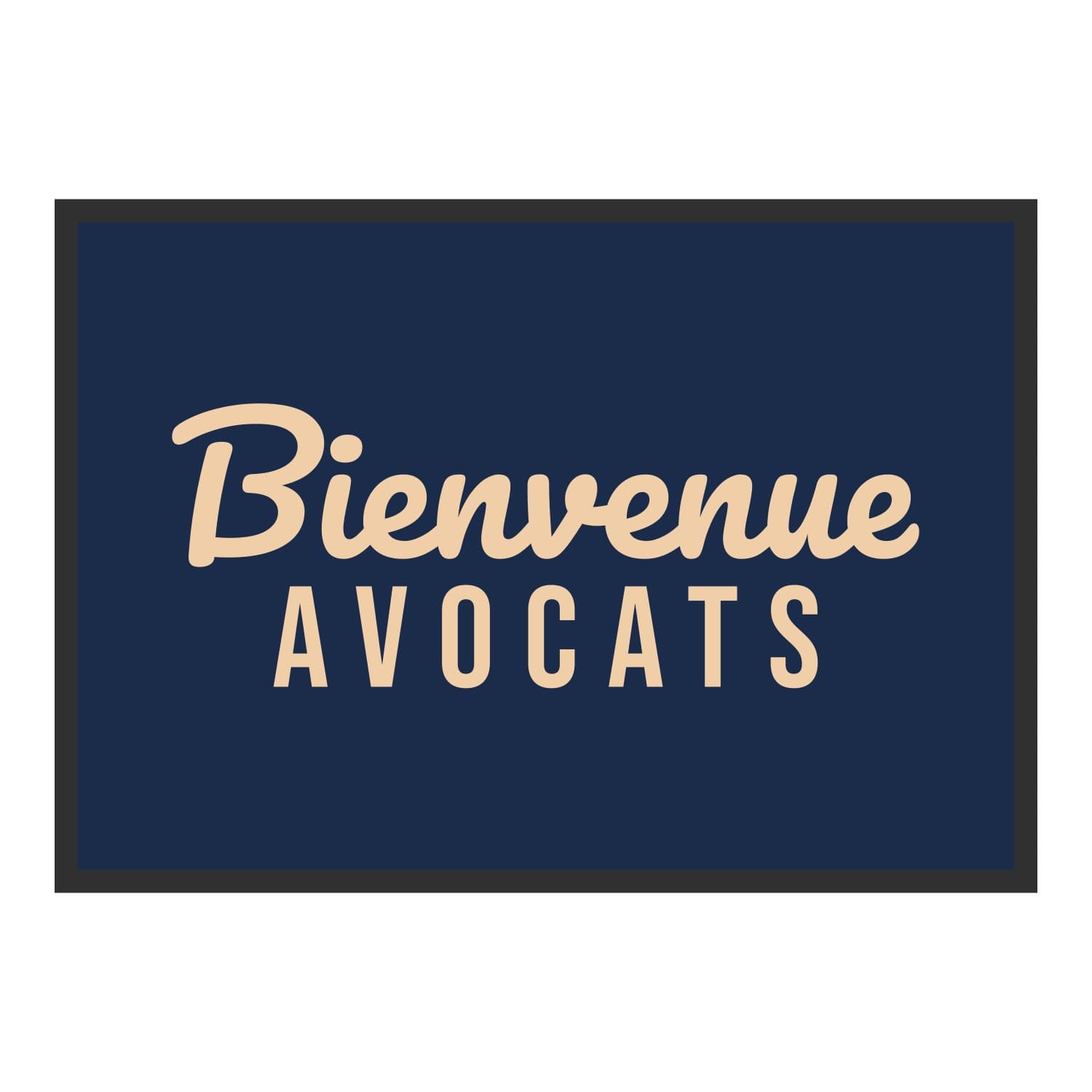 Vue du tapis Bienvenue avocats dans son format et ses couleurs de départ