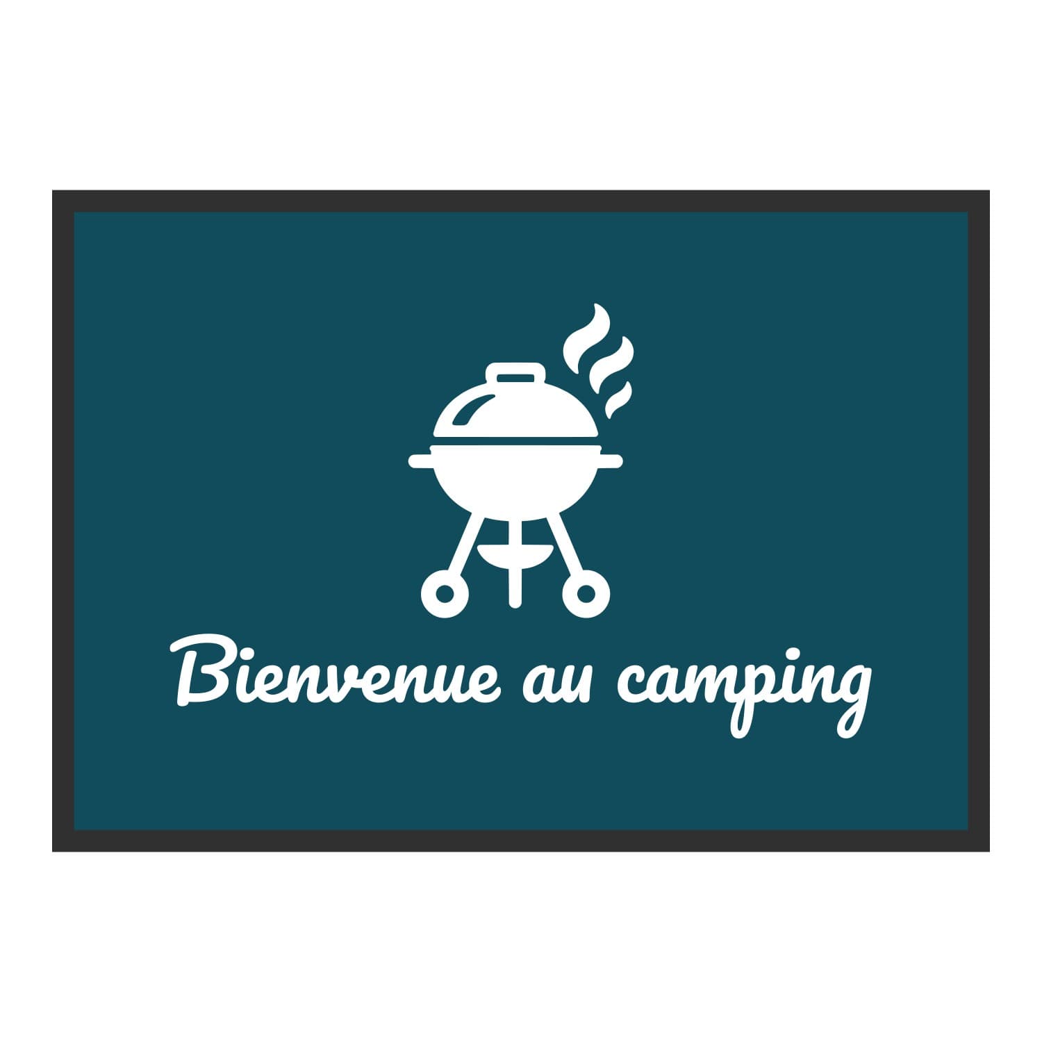 Vue du tapis Barbecue Bienvenue au camping dans son format et ses couleurs de départ