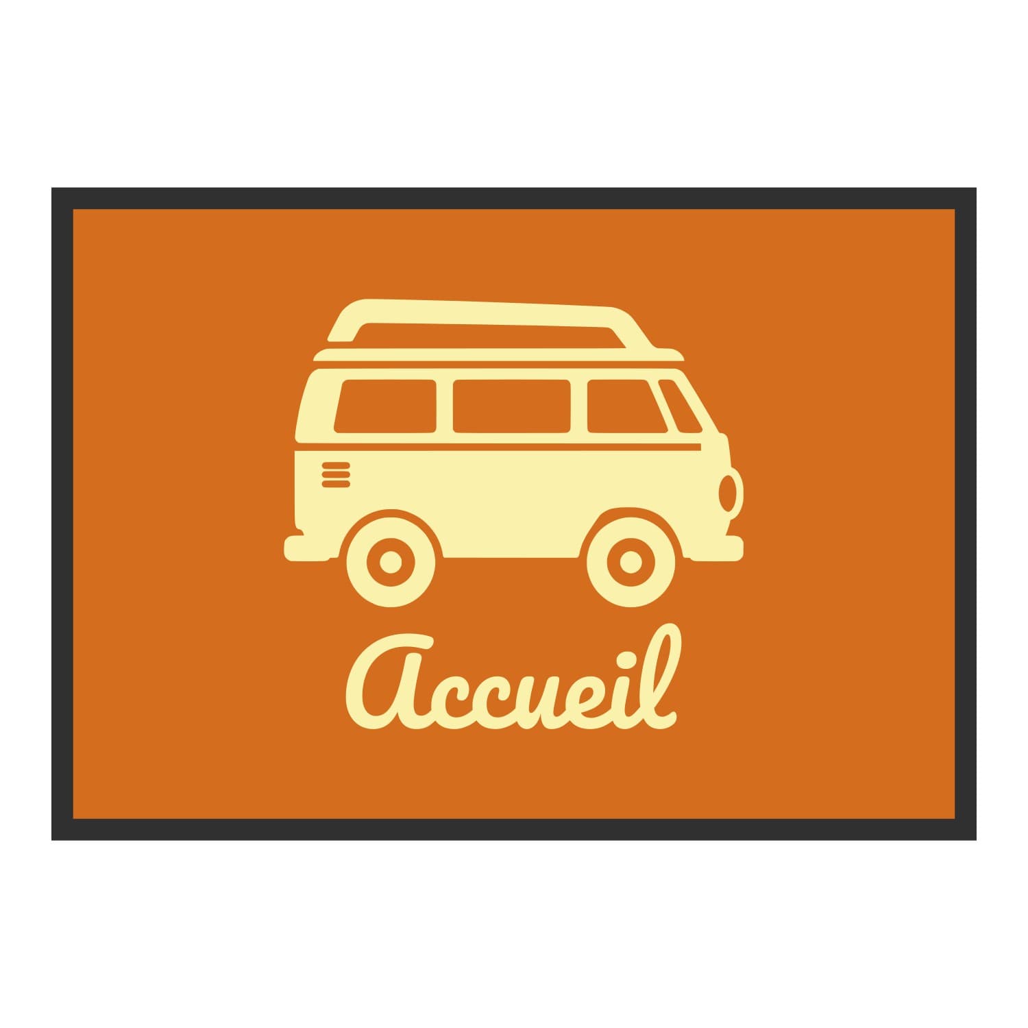 Vue du tapis Camping-car Accueil dans son format et ses couleurs de départ