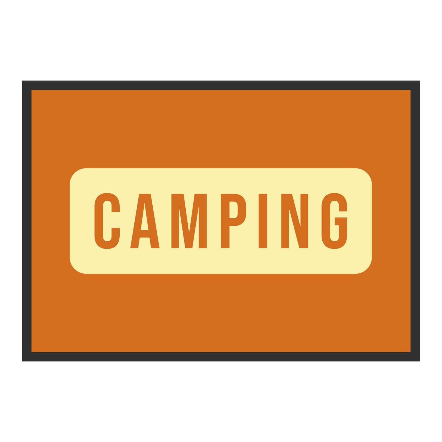 Vue du tapis Camping panneau dans son format et ses couleurs de départ
