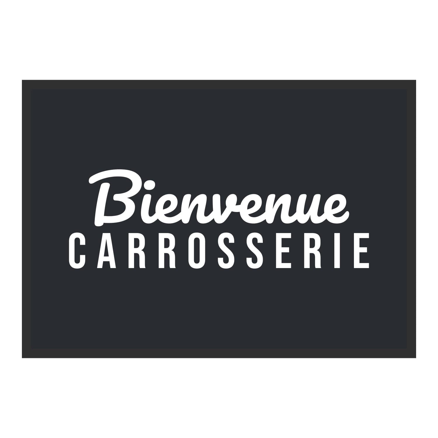 Vue du tapis Bienvenue carrosserie dans son format et ses couleurs de départ