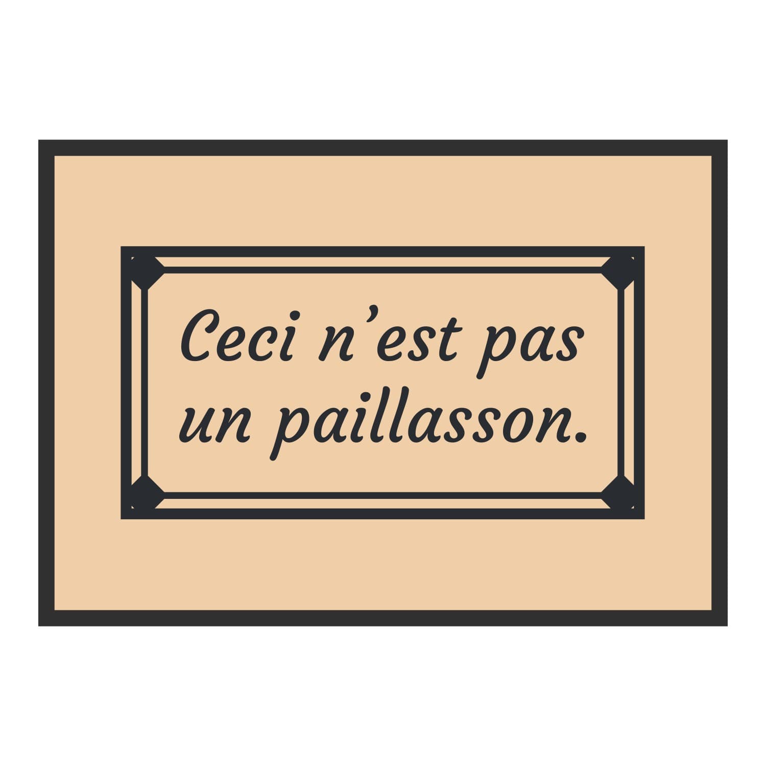 Vue du tapis Ceci n’est pas un paillasson dans son format et ses couleurs de départ
