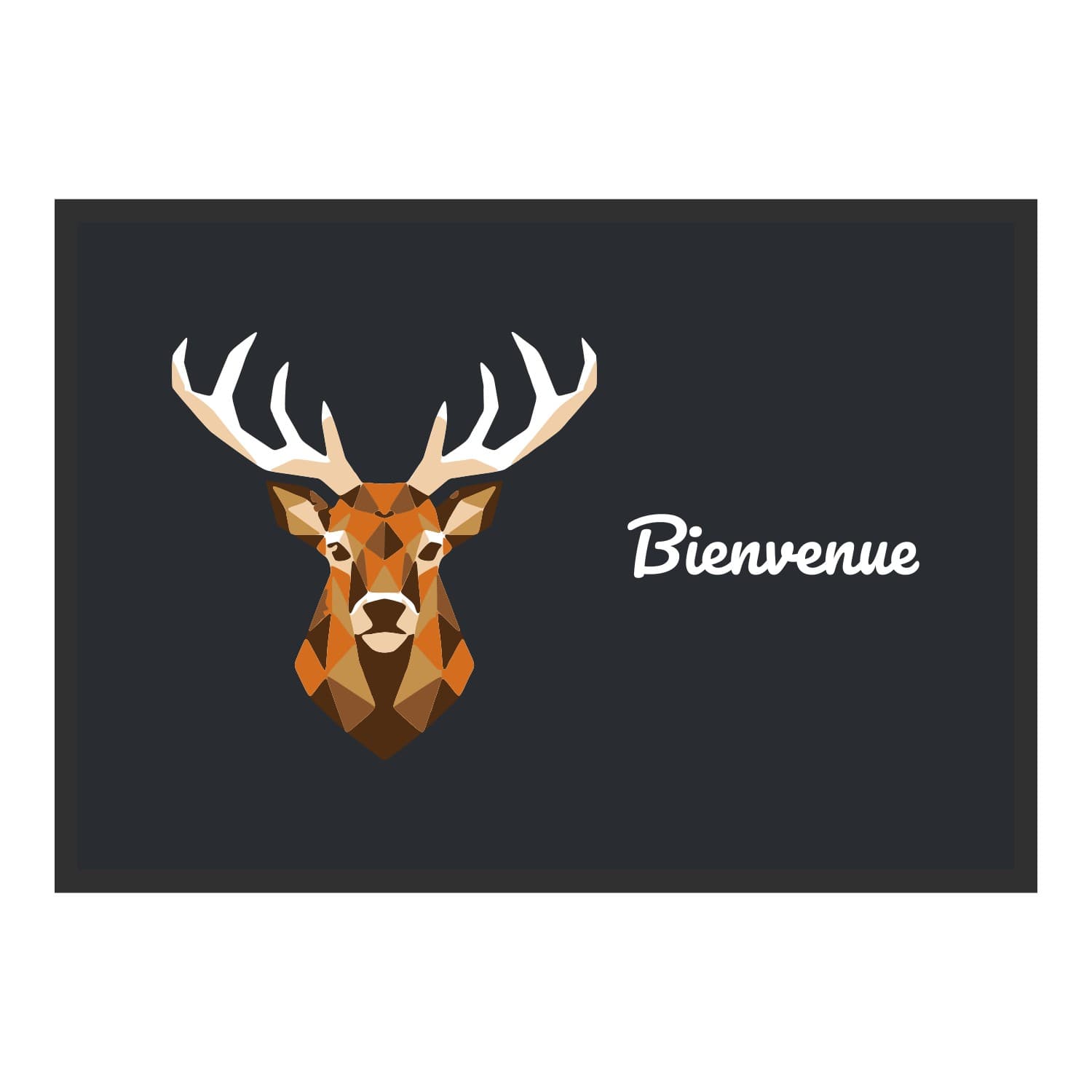 Vue du tapis Cerf géométrique dans son format et ses couleurs de départ
