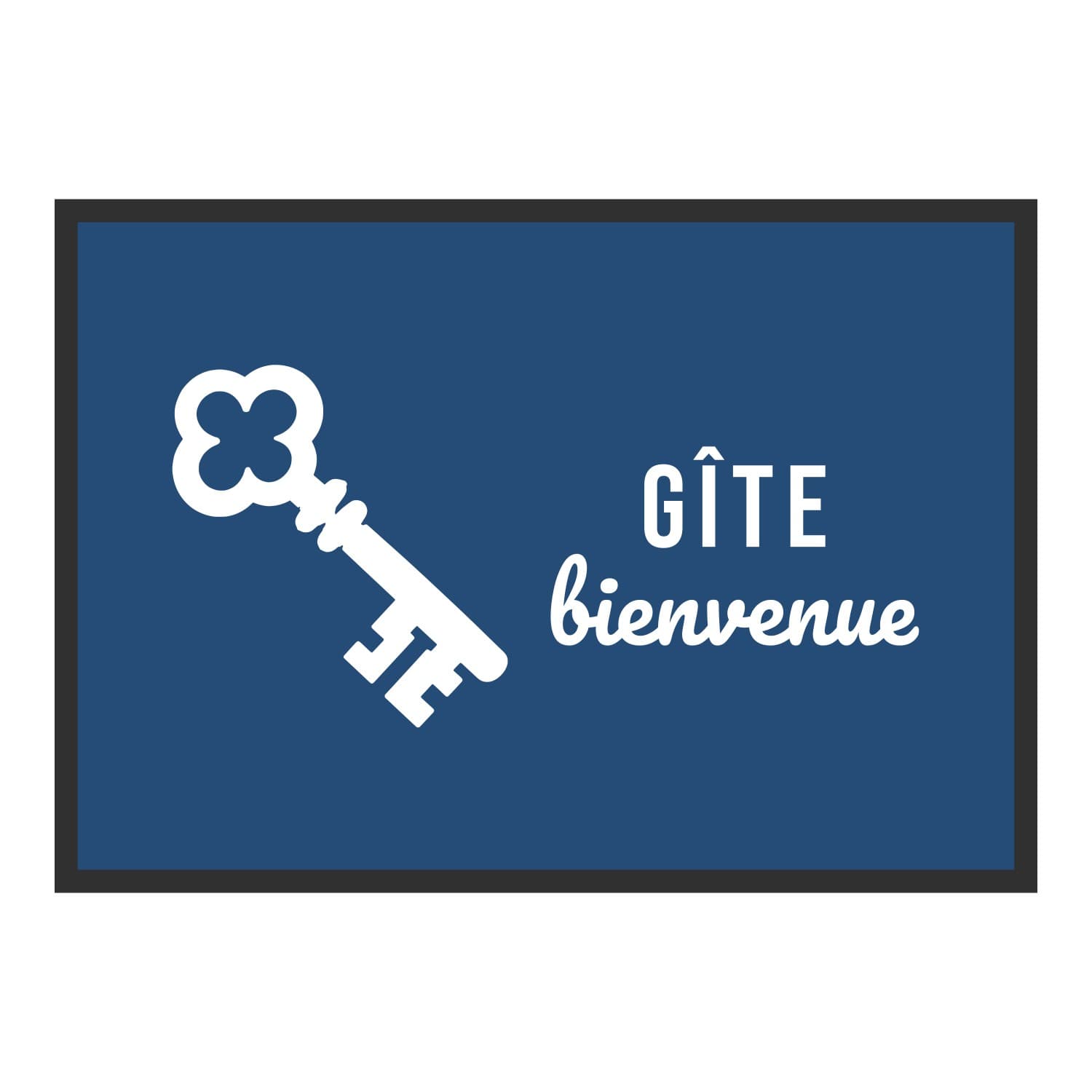 Vue du tapis Clé Gîte bienvenue dans son format et ses couleurs de départ