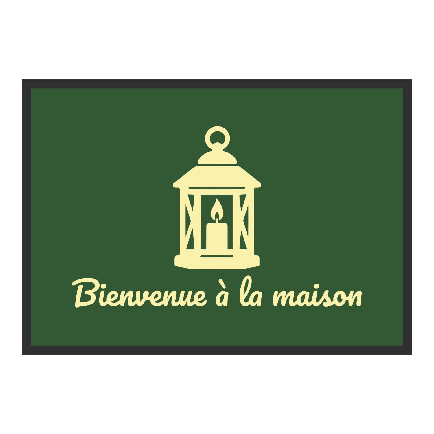 Vue du tapis Lanterne Bienvenue à la maison dans son format et ses couleurs de départ