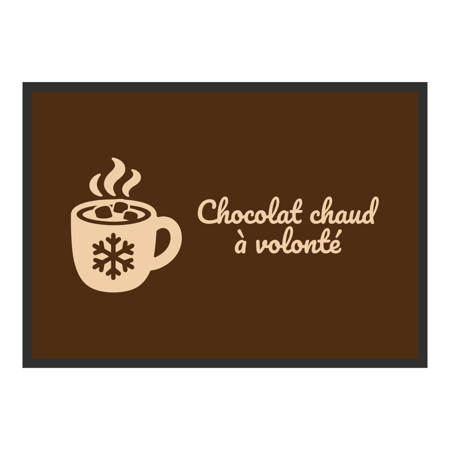 Vue du tapis Chocolat chaud à volonté dans son format et ses couleurs de départ