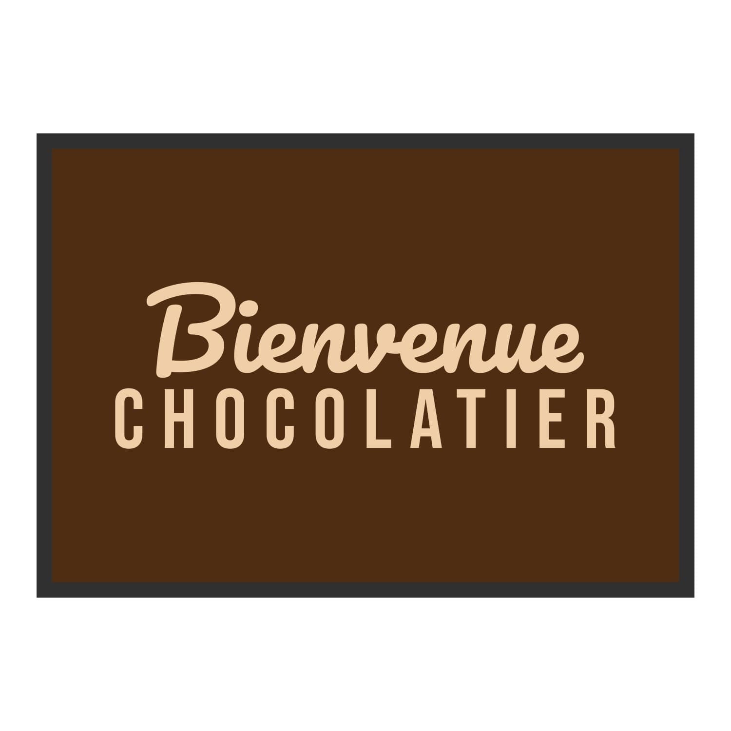 Vue du tapis Bienvenue chocolatier dans son format et ses couleurs de départ
