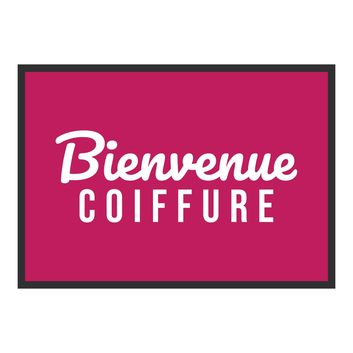 Vue du tapis Bienvenue coiffure dans son format et ses couleurs de départ