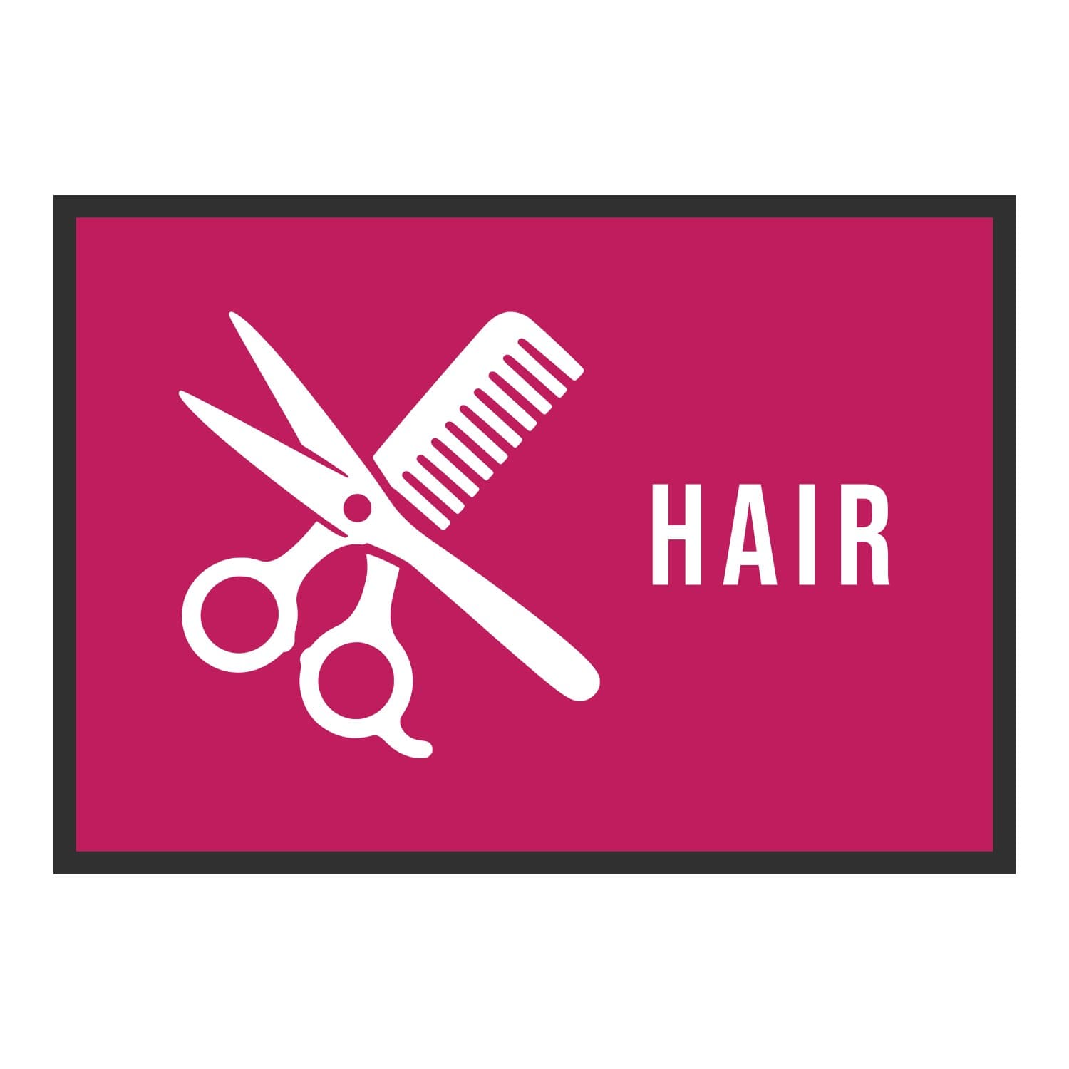 Vue du tapis Ciseaux et peigne Hair dans son format et ses couleurs de départ