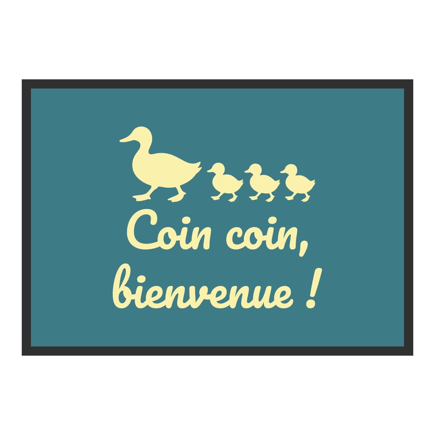 Vue du tapis Coin coin, bienvenue ! dans son format et ses couleurs de départ