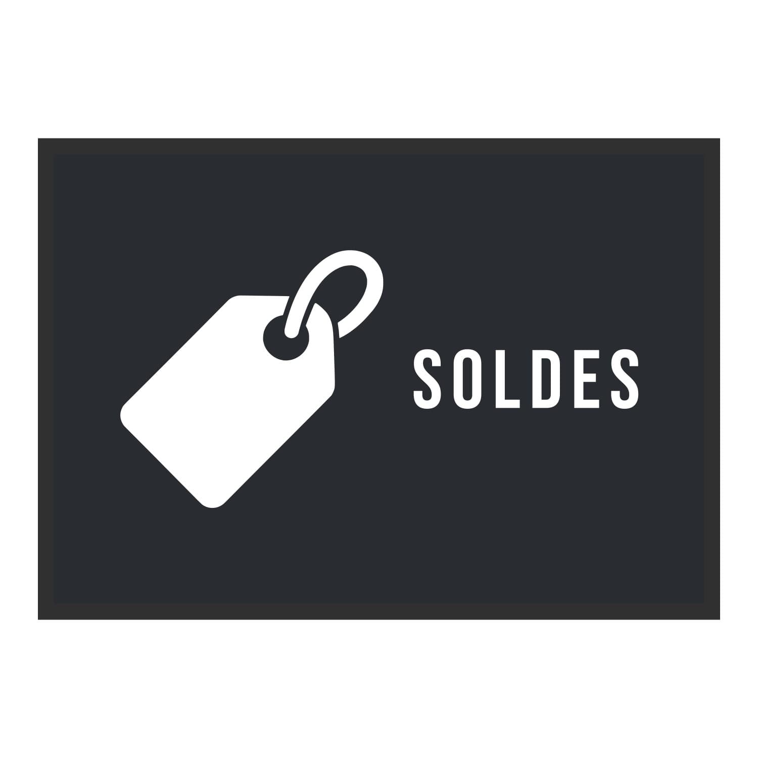 Vue du tapis Étiquette Soldes dans son format et ses couleurs de départ