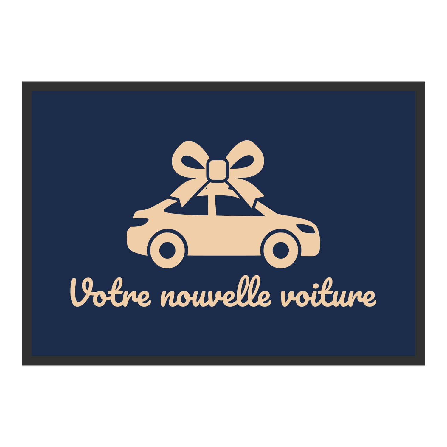Vue du tapis Voiture et nœud Votre nouvelle voiture dans son format et ses couleurs de départ