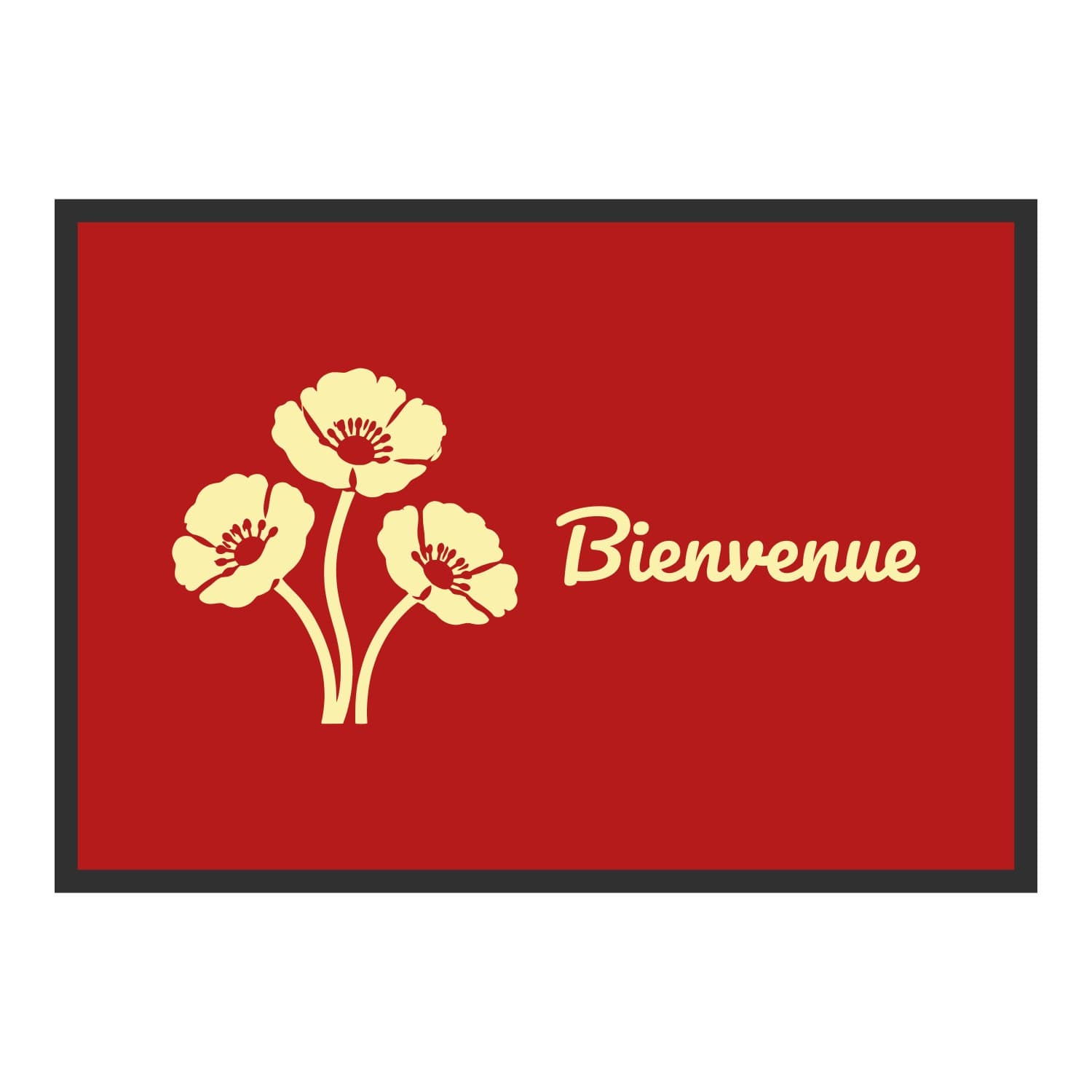 Vue du tapis Coquelicots Bienvenue dans son format et ses couleurs de départ