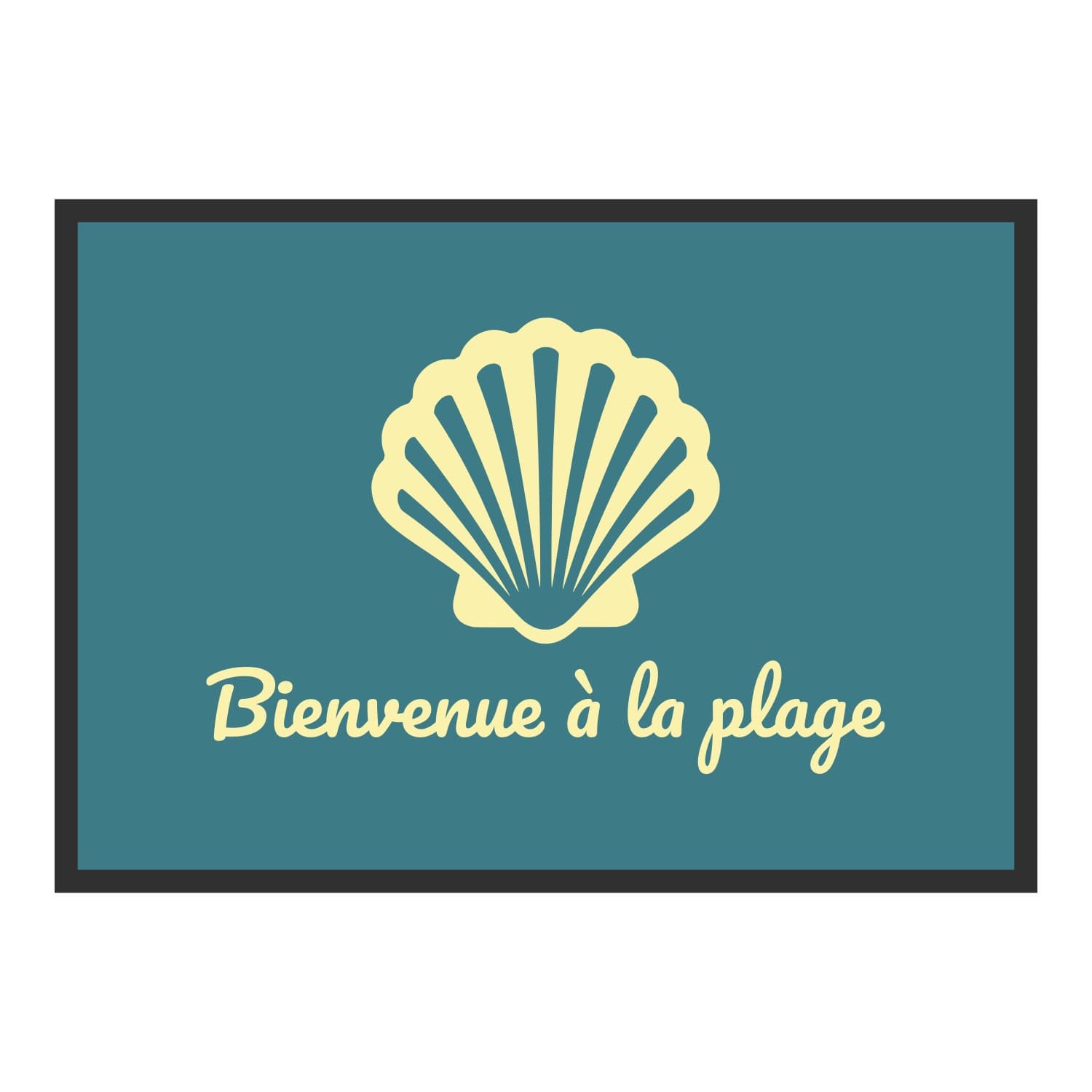 Vue du tapis Coquillage Bienvenue à la plage dans son format et ses couleurs de départ