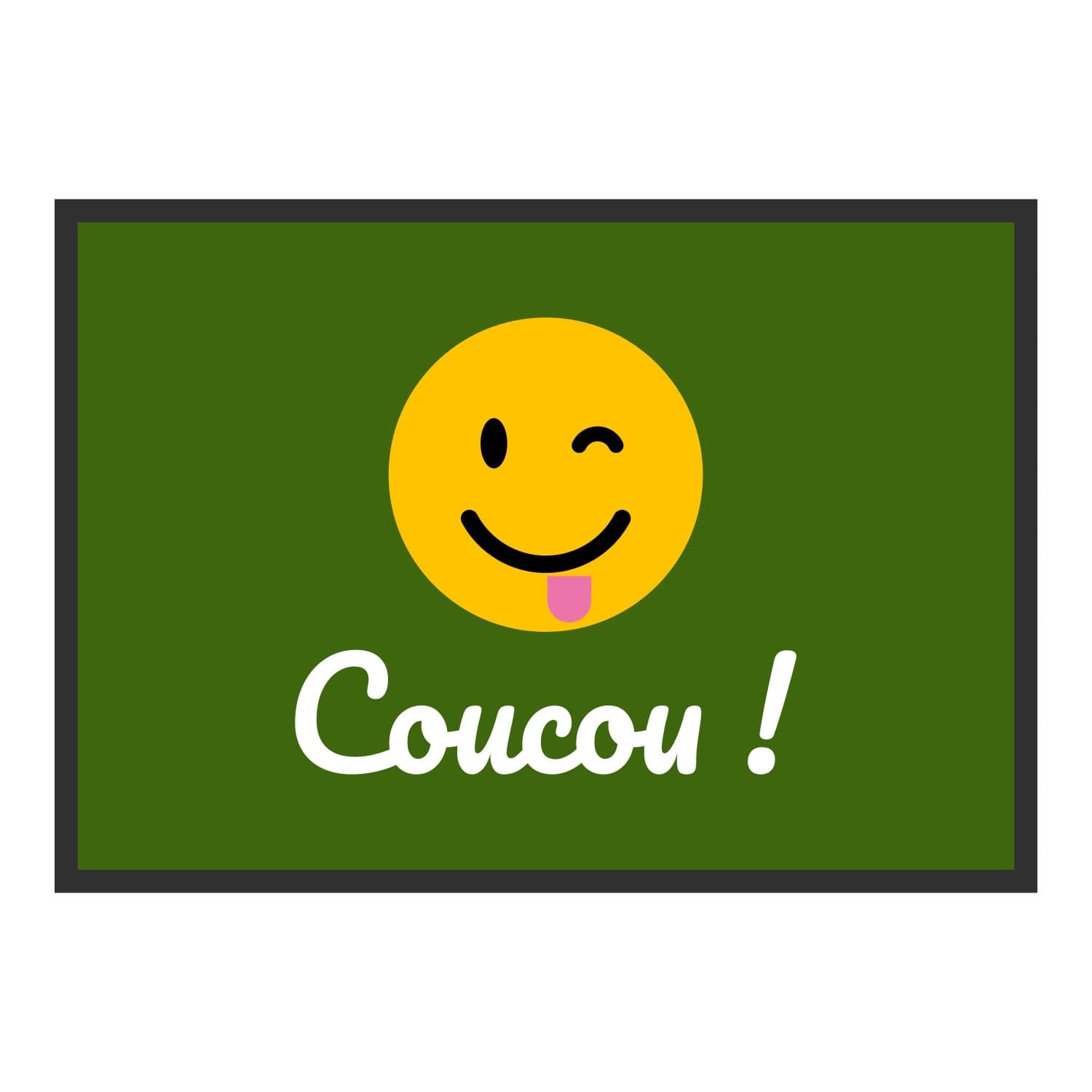 Vue du tapis Coucou smiley qui tire la langue dans son format et ses couleurs de départ