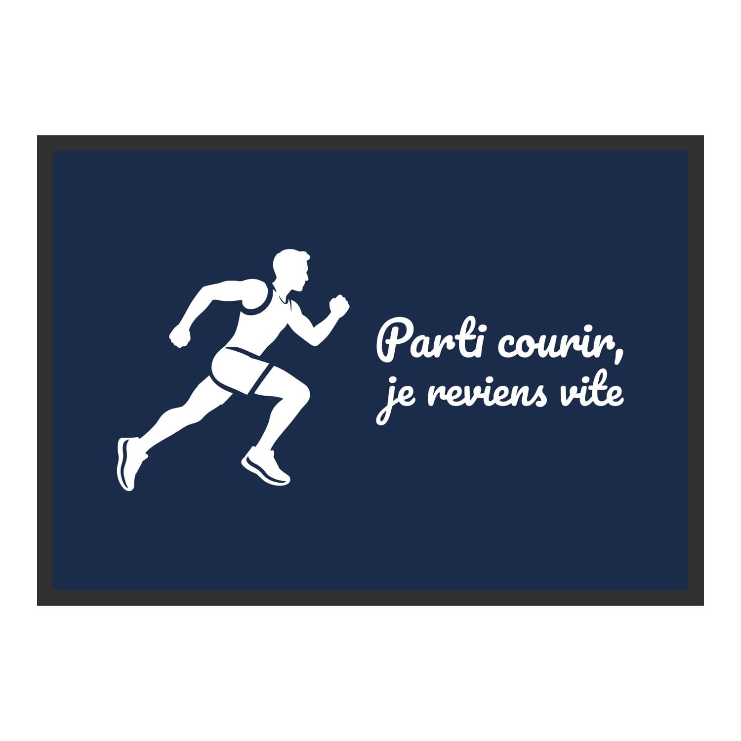 Vue du tapis Parti courir, je reviens vite dans son format et ses couleurs de départ