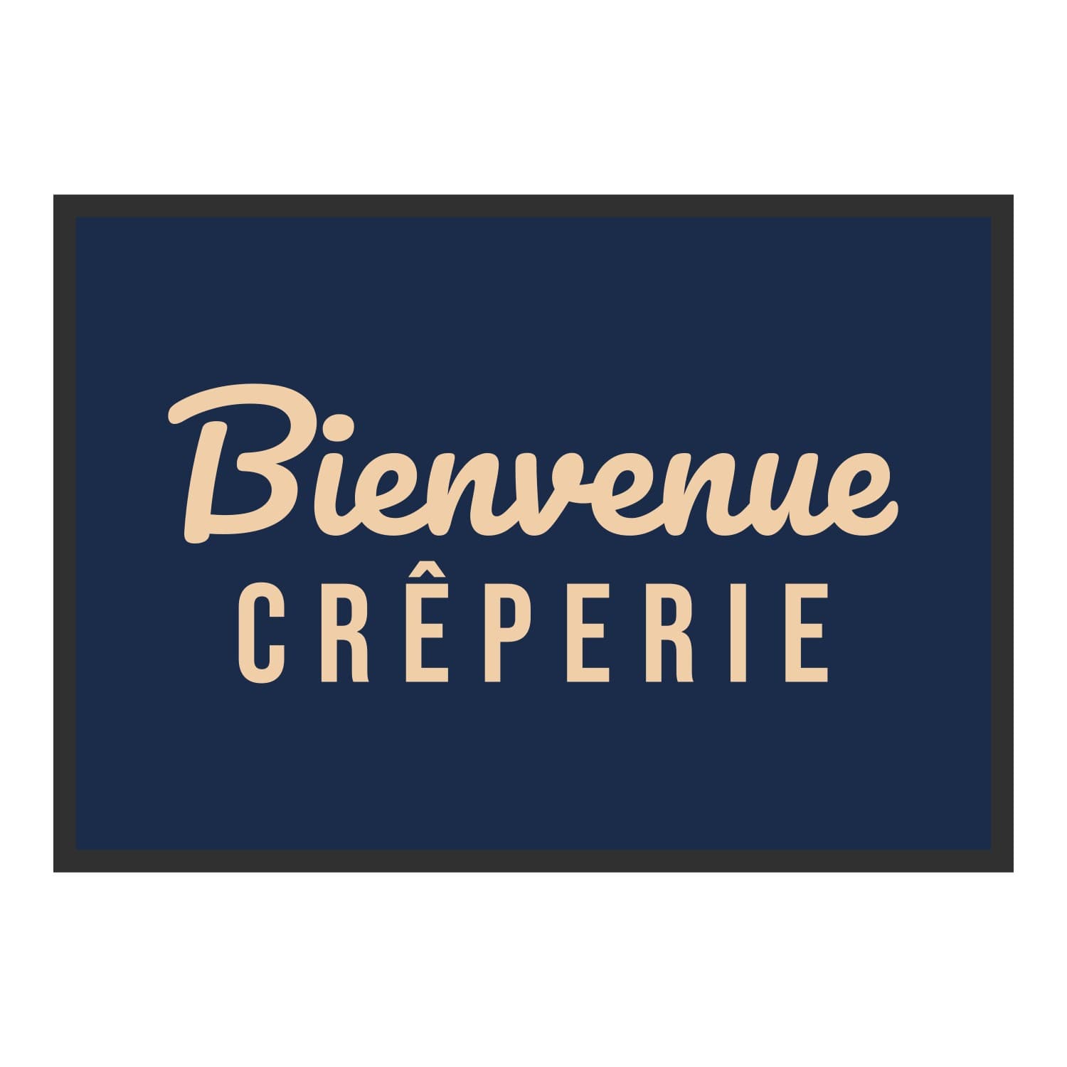 Vue du tapis Bienvenue crêperie dans son format et ses couleurs de départ