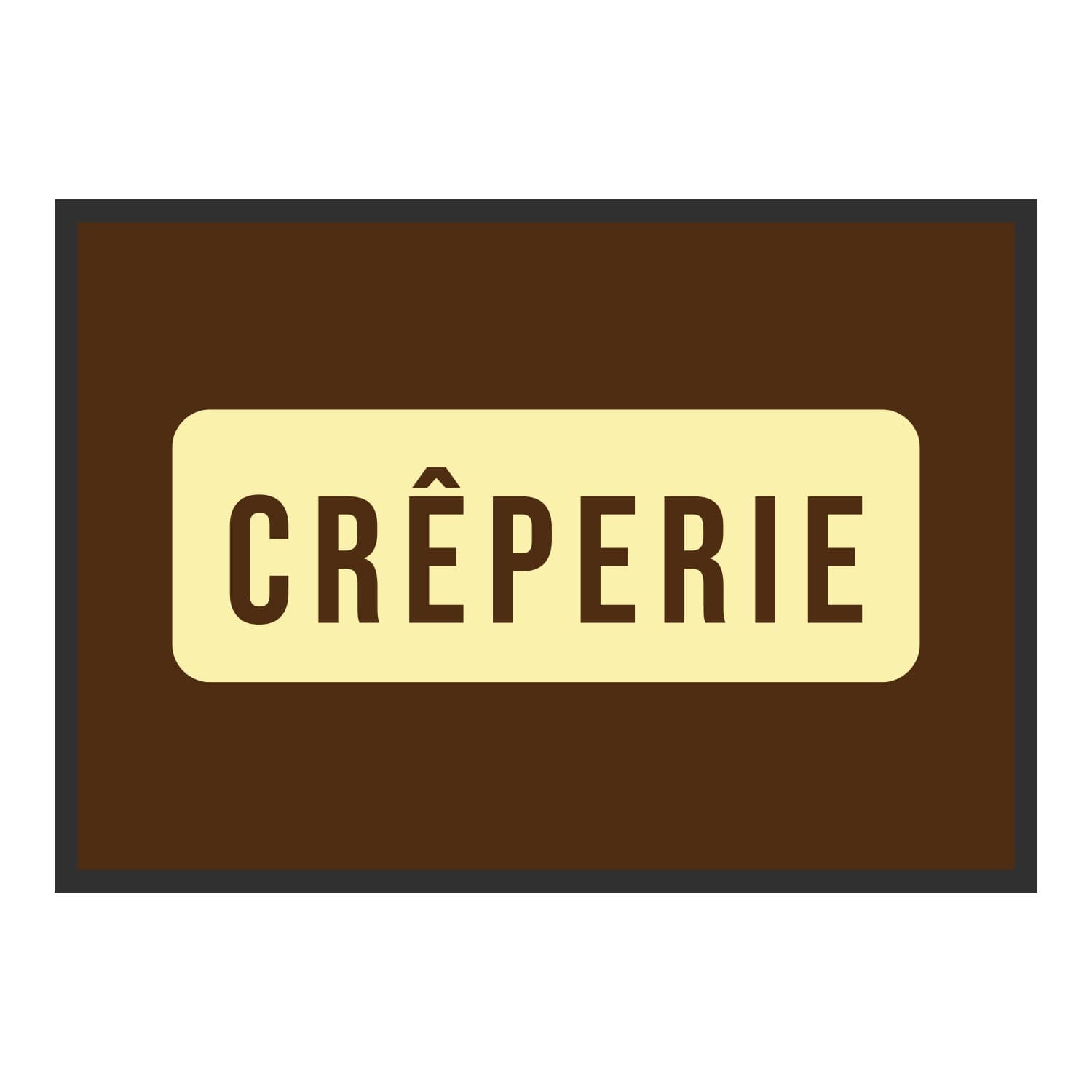 Vue du tapis Crêperie panneau dans son format et ses couleurs de départ