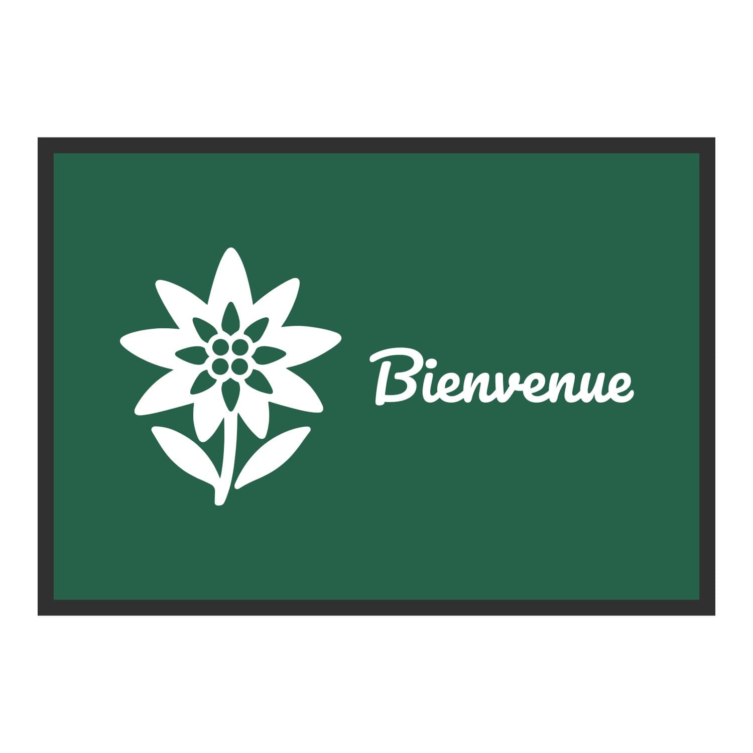 Vue du tapis Edelweiss Bienvenue dans son format et ses couleurs de départ