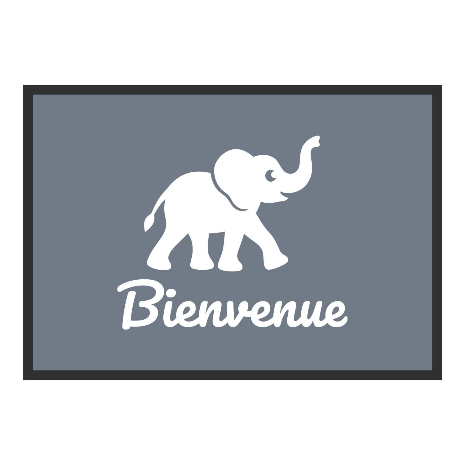 Vue du tapis Éléphant Bienvenue dans son format et ses couleurs de départ