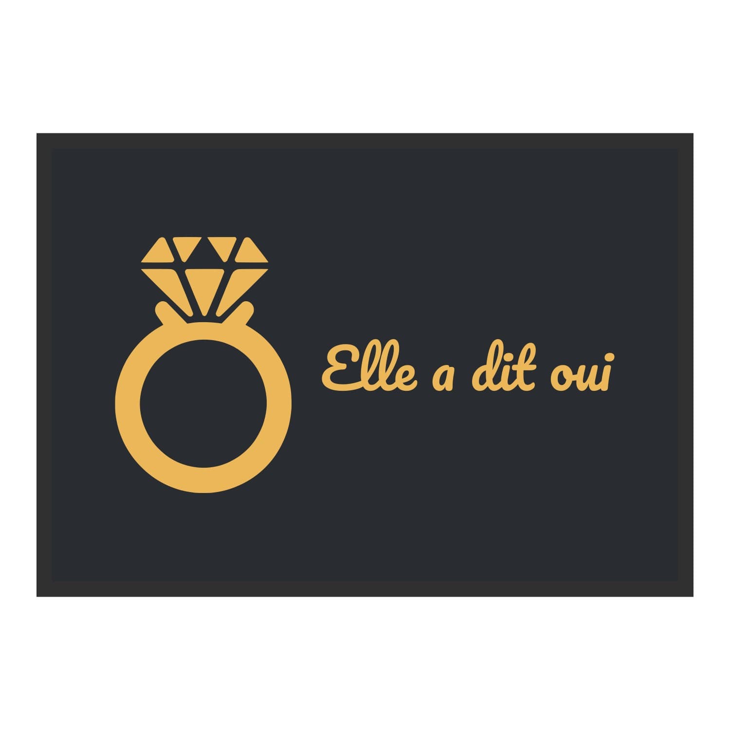 Vue du tapis Elle a dit oui dans son format et ses couleurs de départ