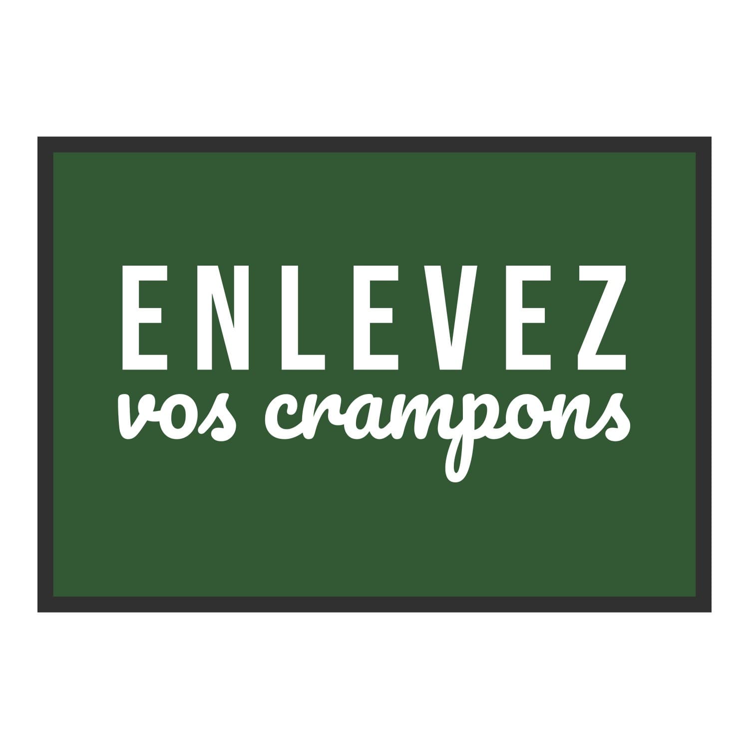 Vue du tapis Enlevez vos crampons dans son format et ses couleurs de départ