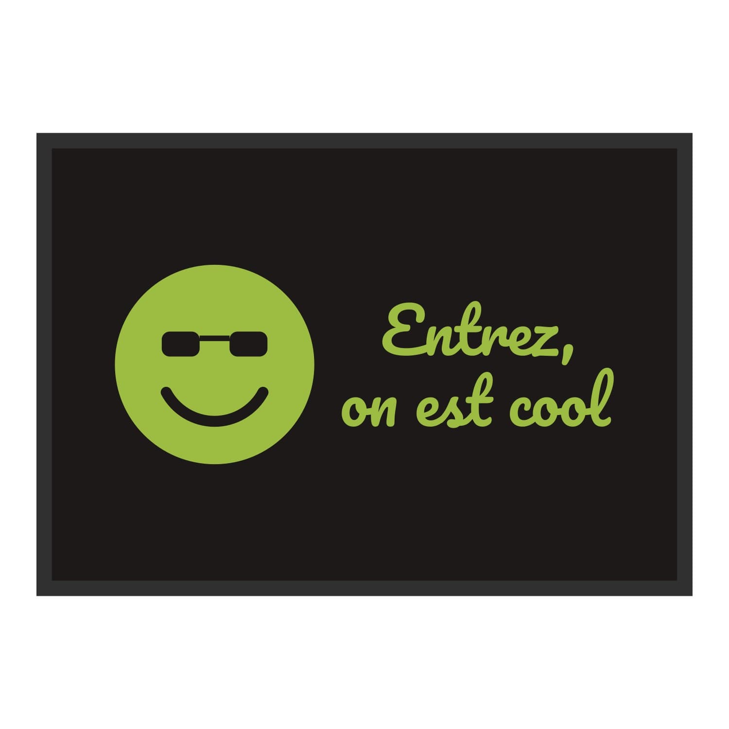Vue du tapis Entrez, on est cool dans son format et ses couleurs de départ