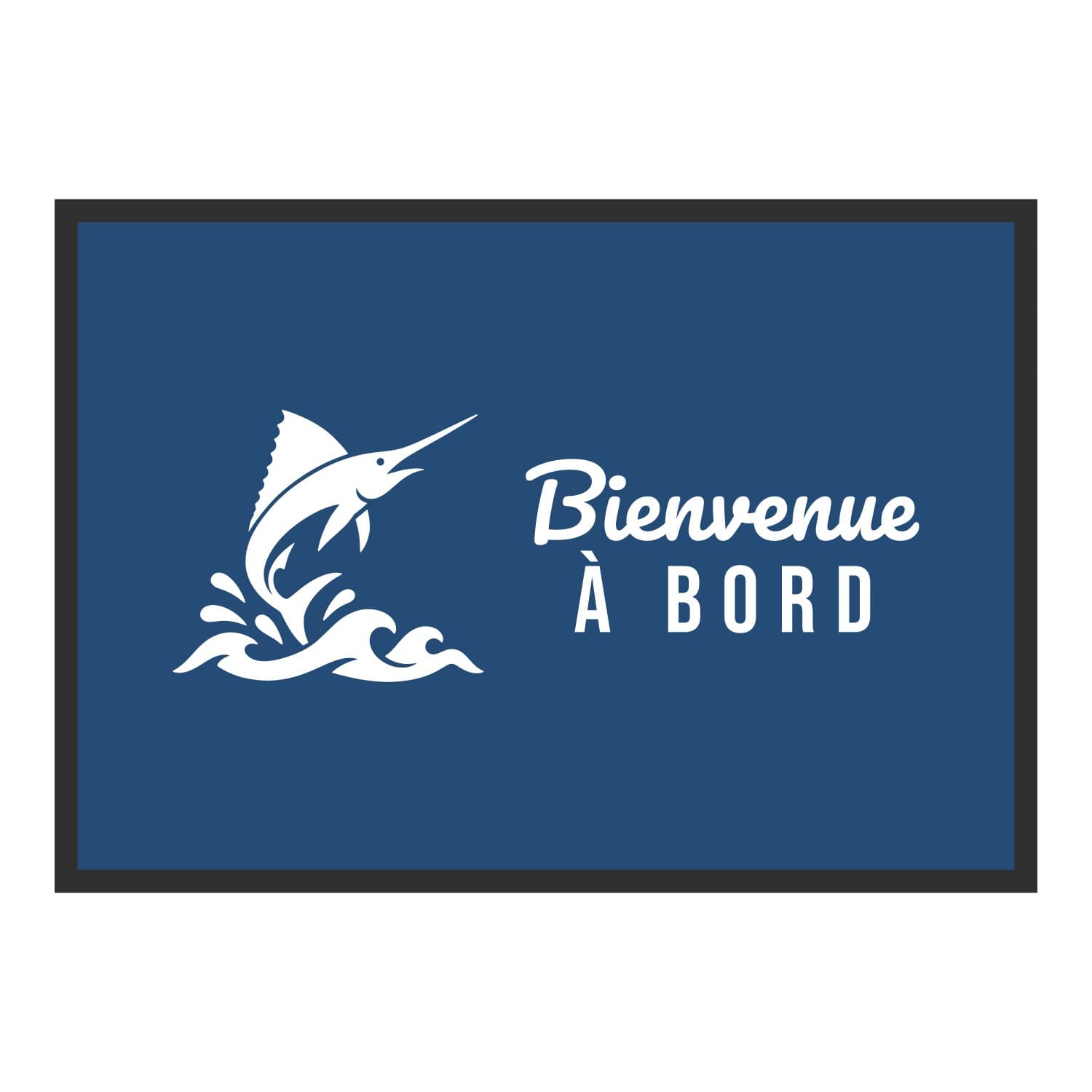 Vue du tapis Bienvenue à bord dans son format et ses couleurs de départ