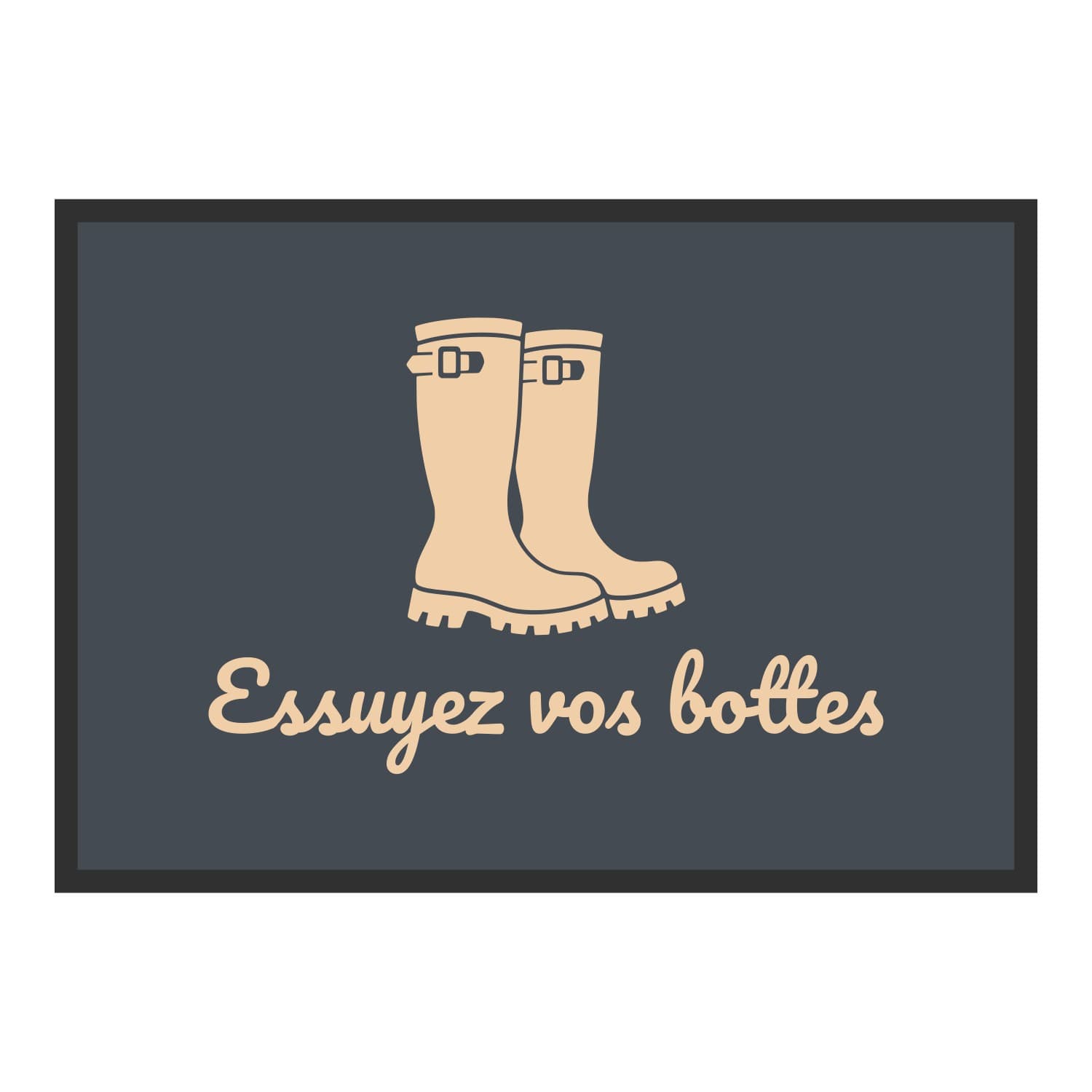 Vue du tapis Essuyez vos bottes dans son format et ses couleurs de départ