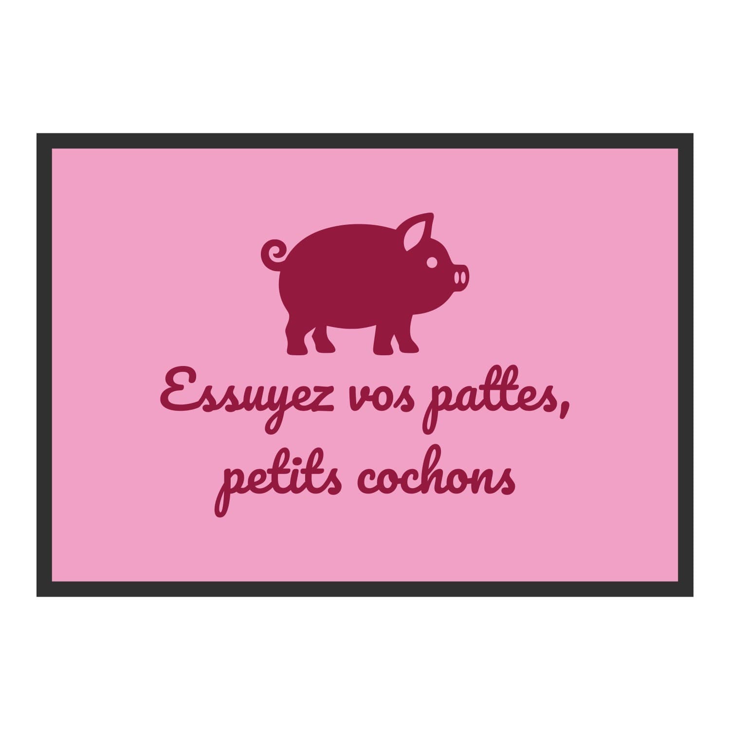 Vue du tapis Essuyez vos pattes, petits cochons dans son format et ses couleurs de départ