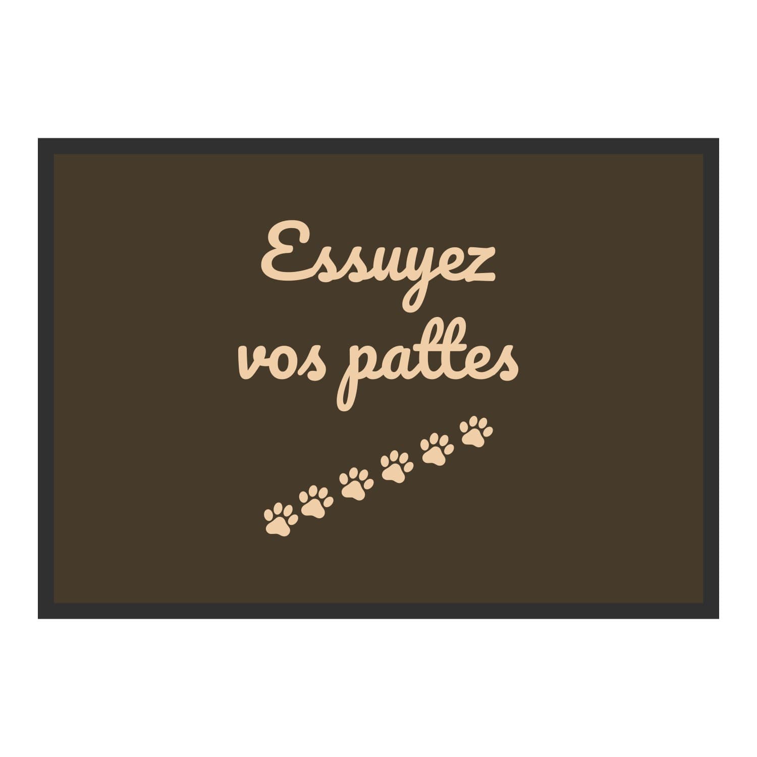 Vue du tapis Essuyez vos pattes dans son format et ses couleurs de départ