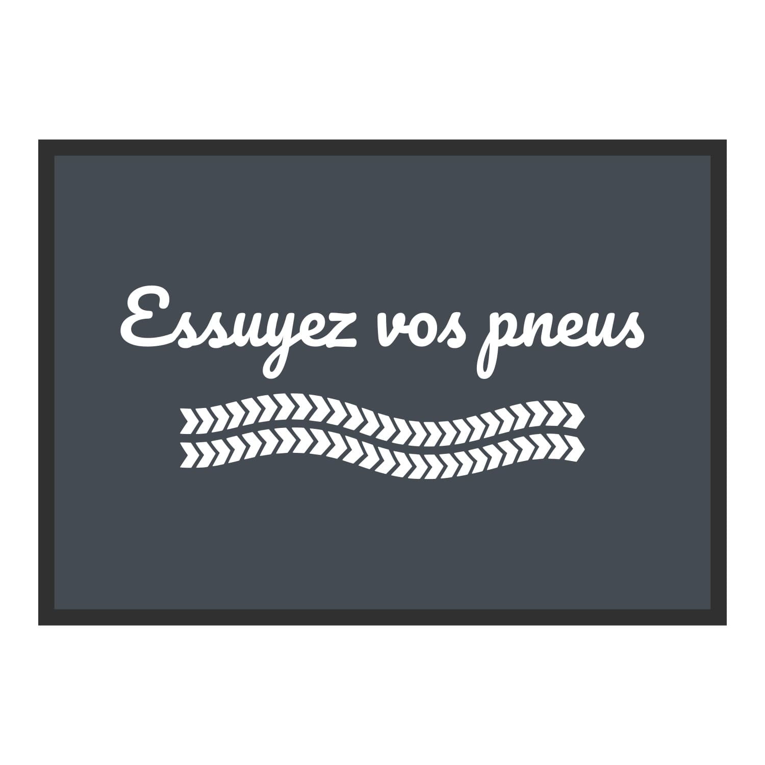 Vue du tapis Essuyez vos pneus dans son format et ses couleurs de départ
