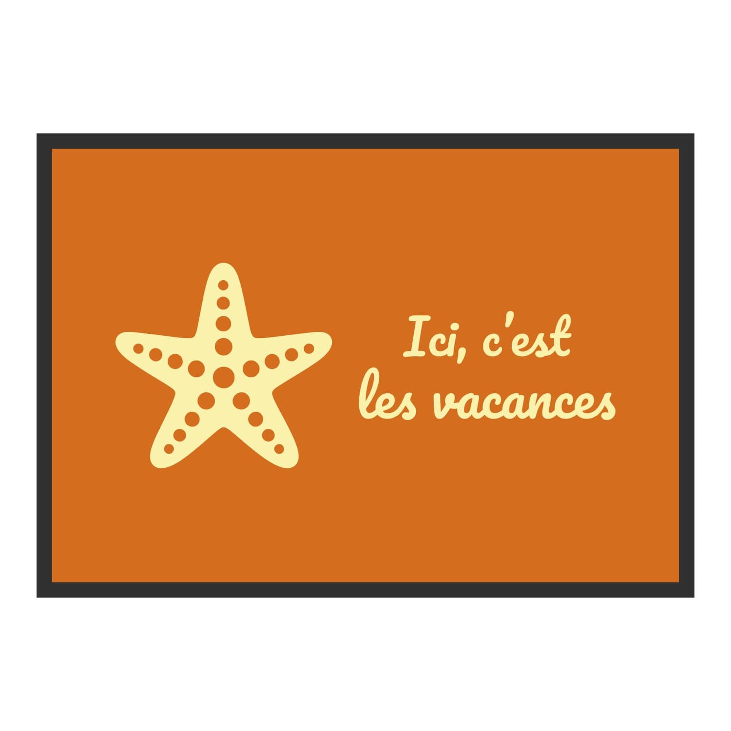 Vue du tapis Ici, c’est les vacances dans son format et ses couleurs de départ