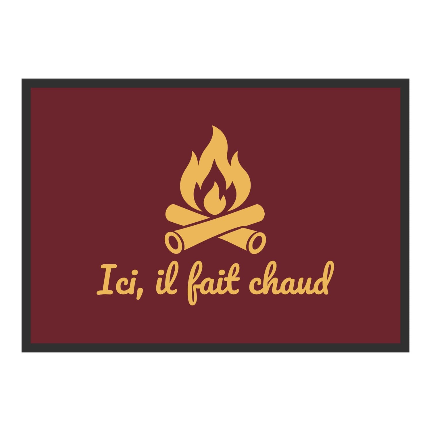 Vue du tapis Ici, il fait chaud dans son format et ses couleurs de départ