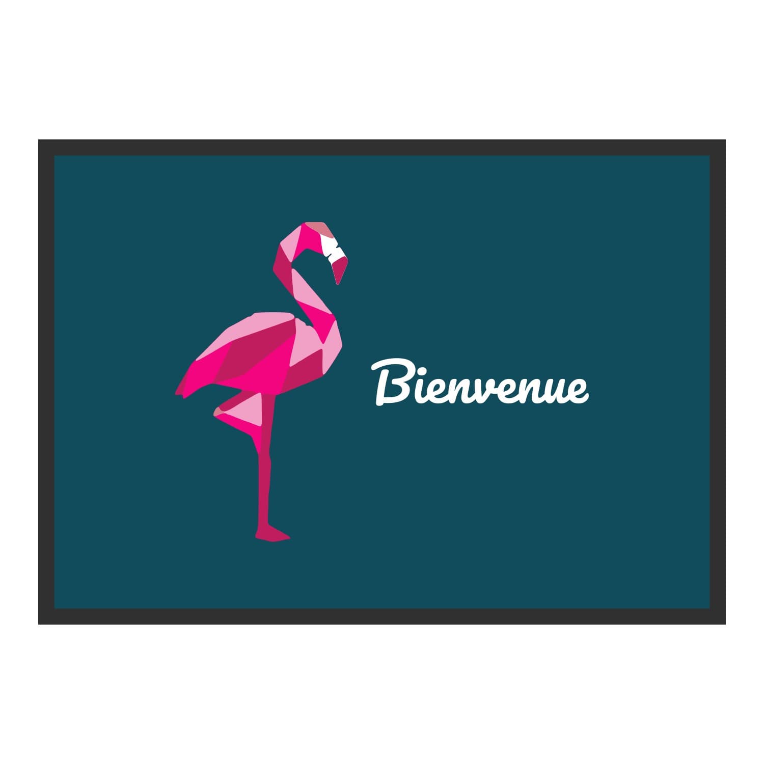 Vue du tapis Flamant rose géométrique dans son format et ses couleurs de départ