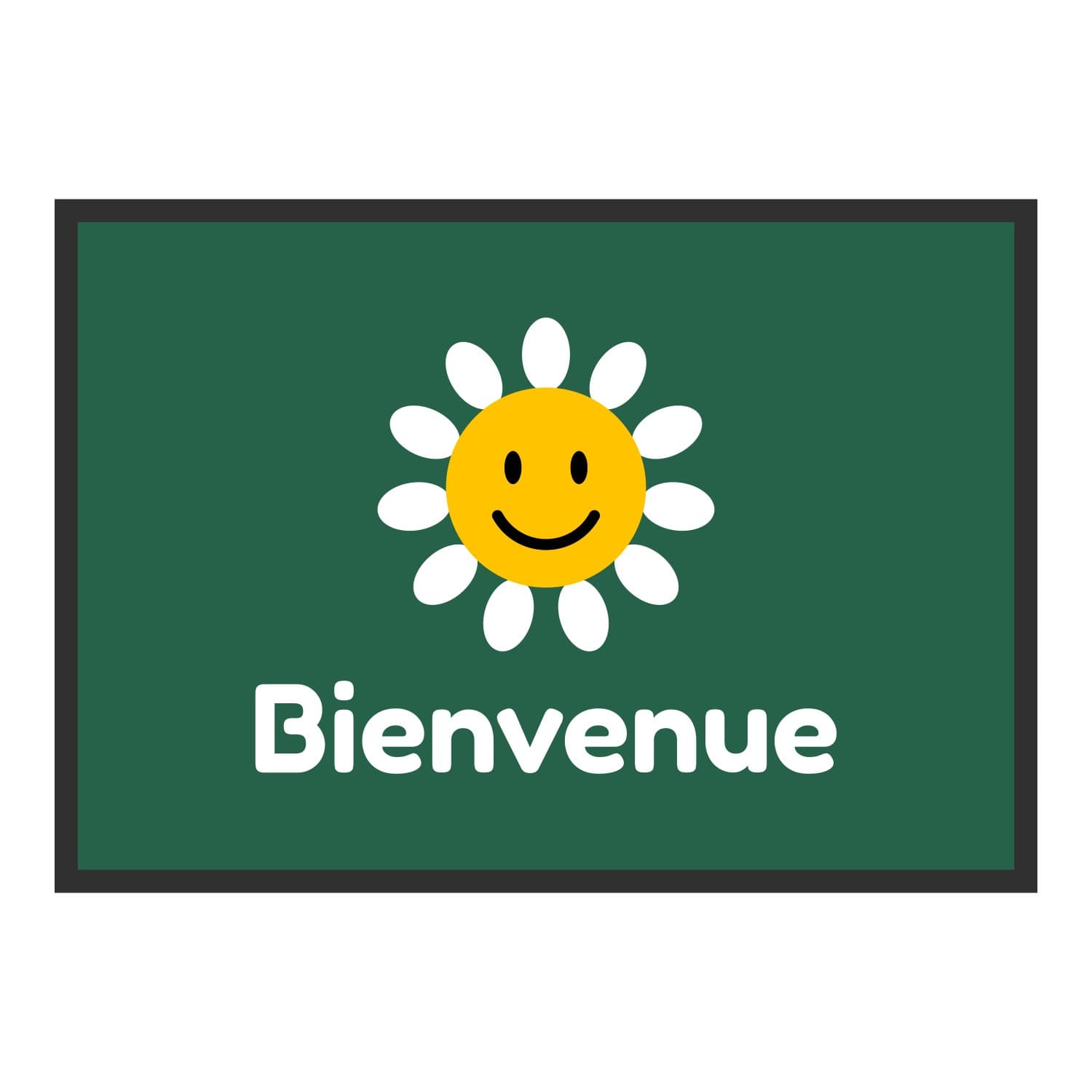 Vue du tapis Fleur smiley en couleurs dans son format et ses couleurs de départ