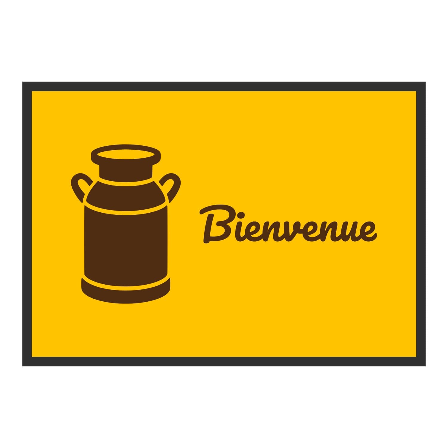 Vue du tapis Pot à lait Bienvenue dans son format et ses couleurs de départ