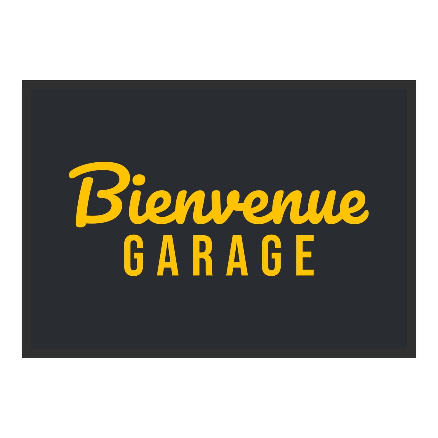 Vue du tapis Bienvenue garage dans son format et ses couleurs de départ