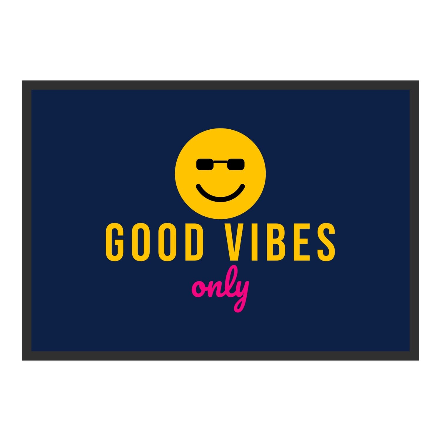 Vue du tapis Good vibes en couleurs dans son format et ses couleurs de départ