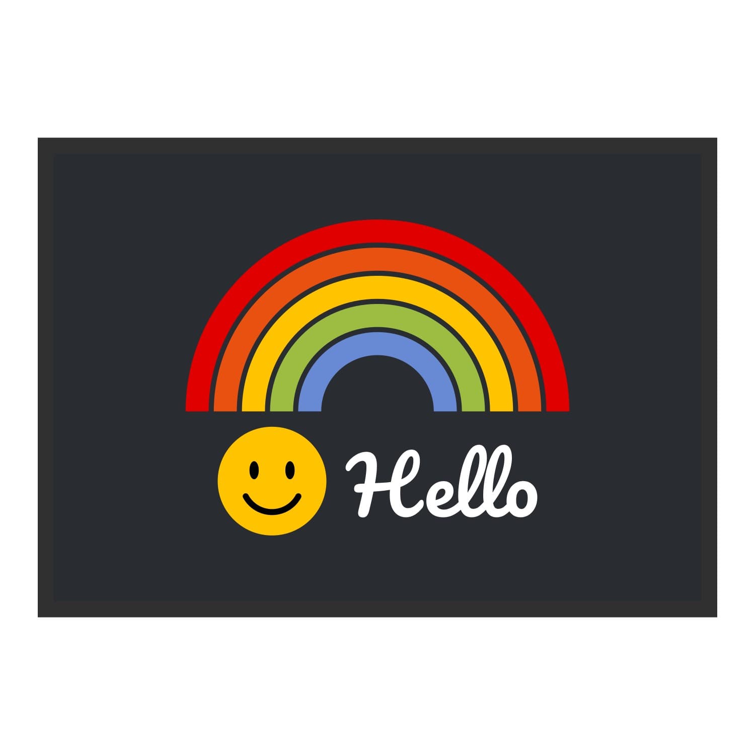 Vue du tapis Hello arc-en-ciel dans son format et ses couleurs de départ
