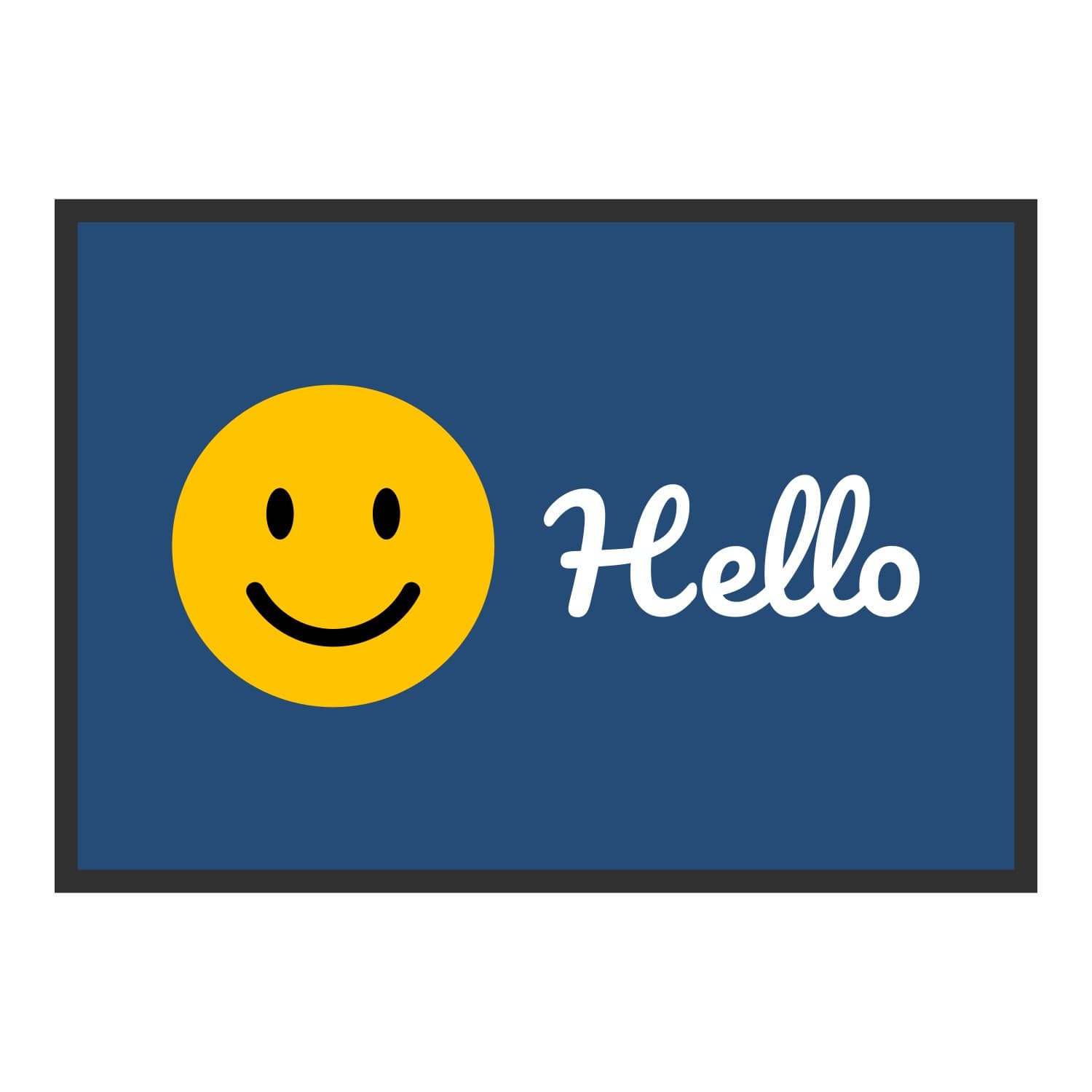 Vue du tapis Hello smiley jaune dans son format et ses couleurs de départ