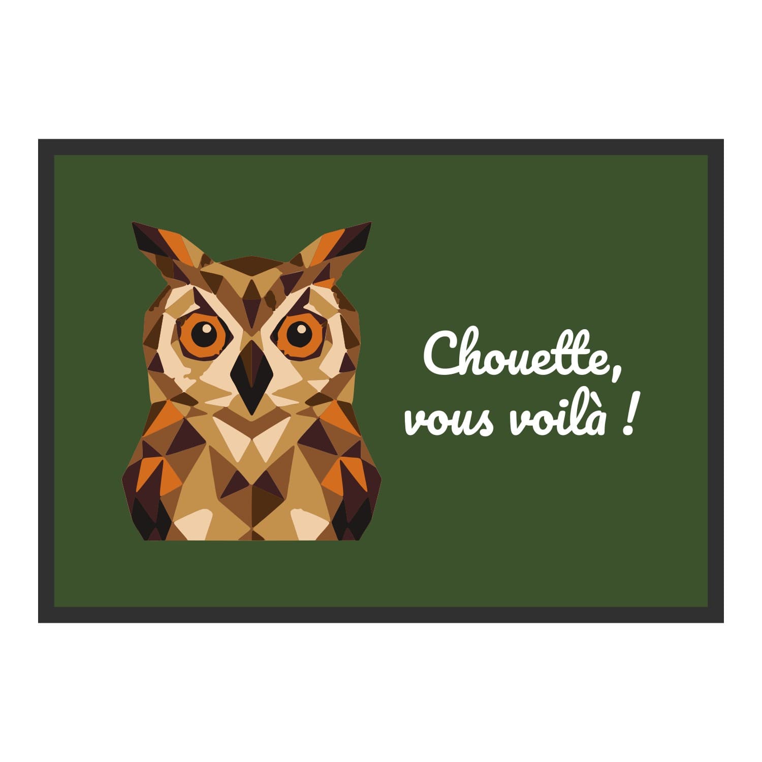 Vue du tapis Hibou géométrique dans son format et ses couleurs de départ