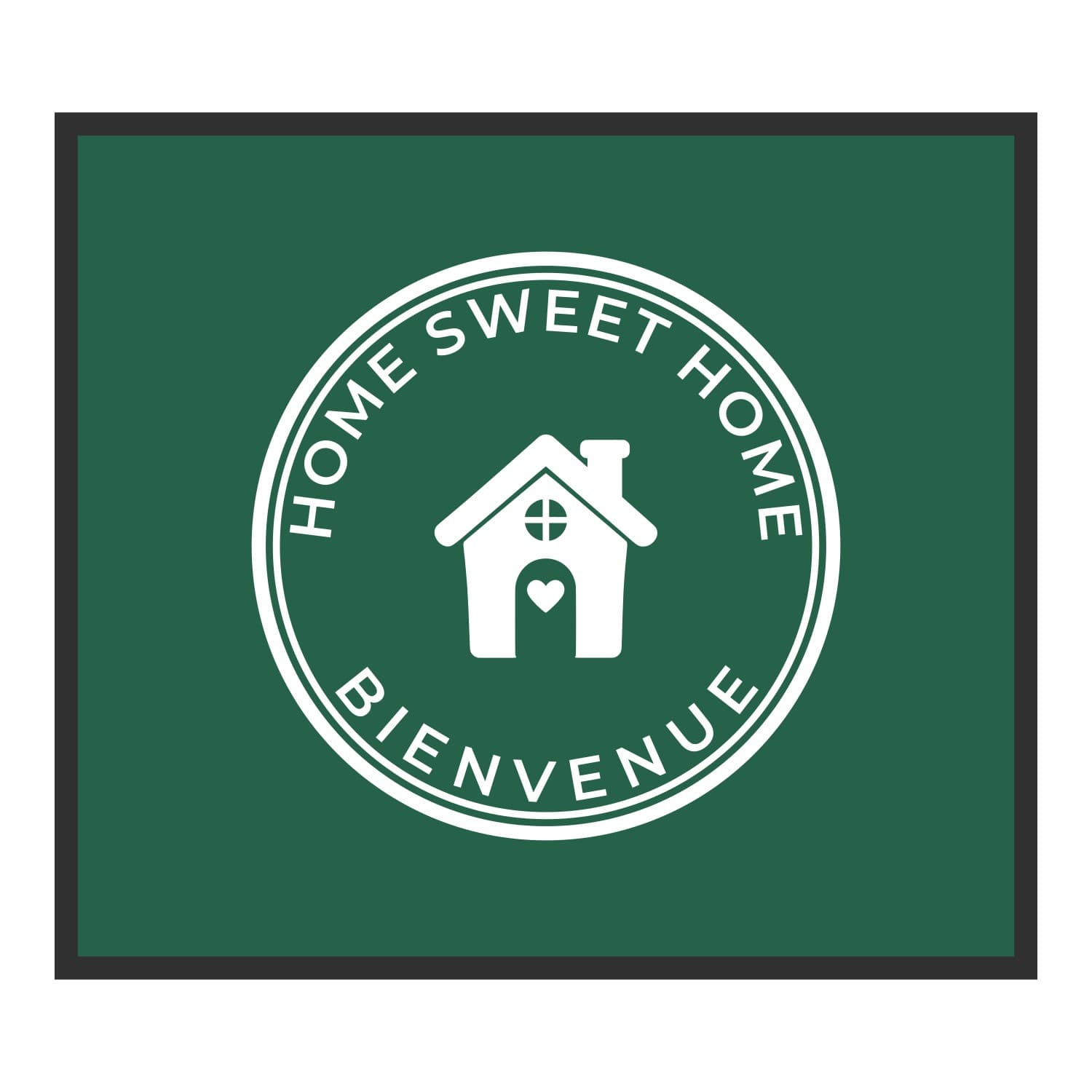 Vue du tapis Home sweet home écusson dans son format et ses couleurs de départ