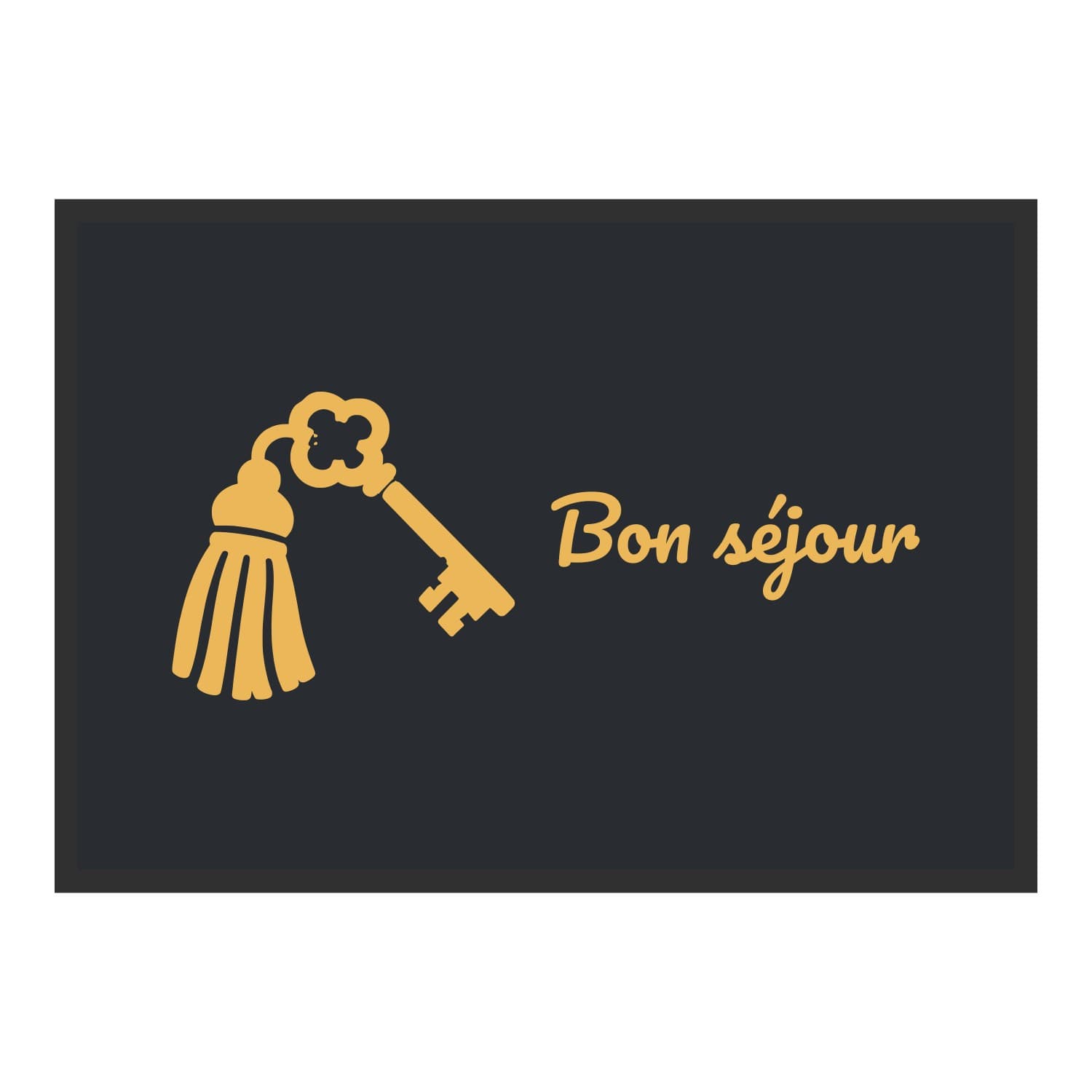 Vue du tapis Clé Bon séjour dans son format et ses couleurs de départ