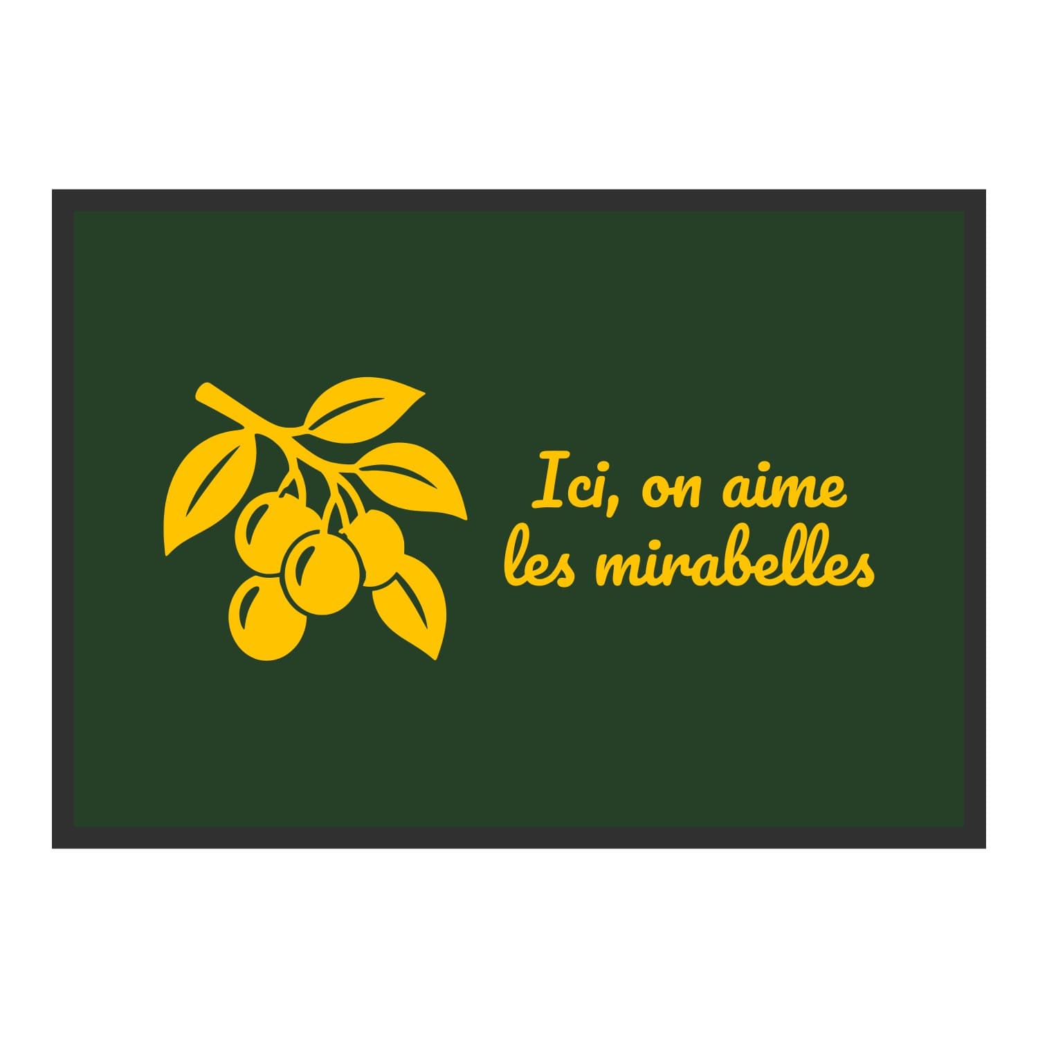 Vue du tapis Ici, on aime les mirabelles dans son format et ses couleurs de départ