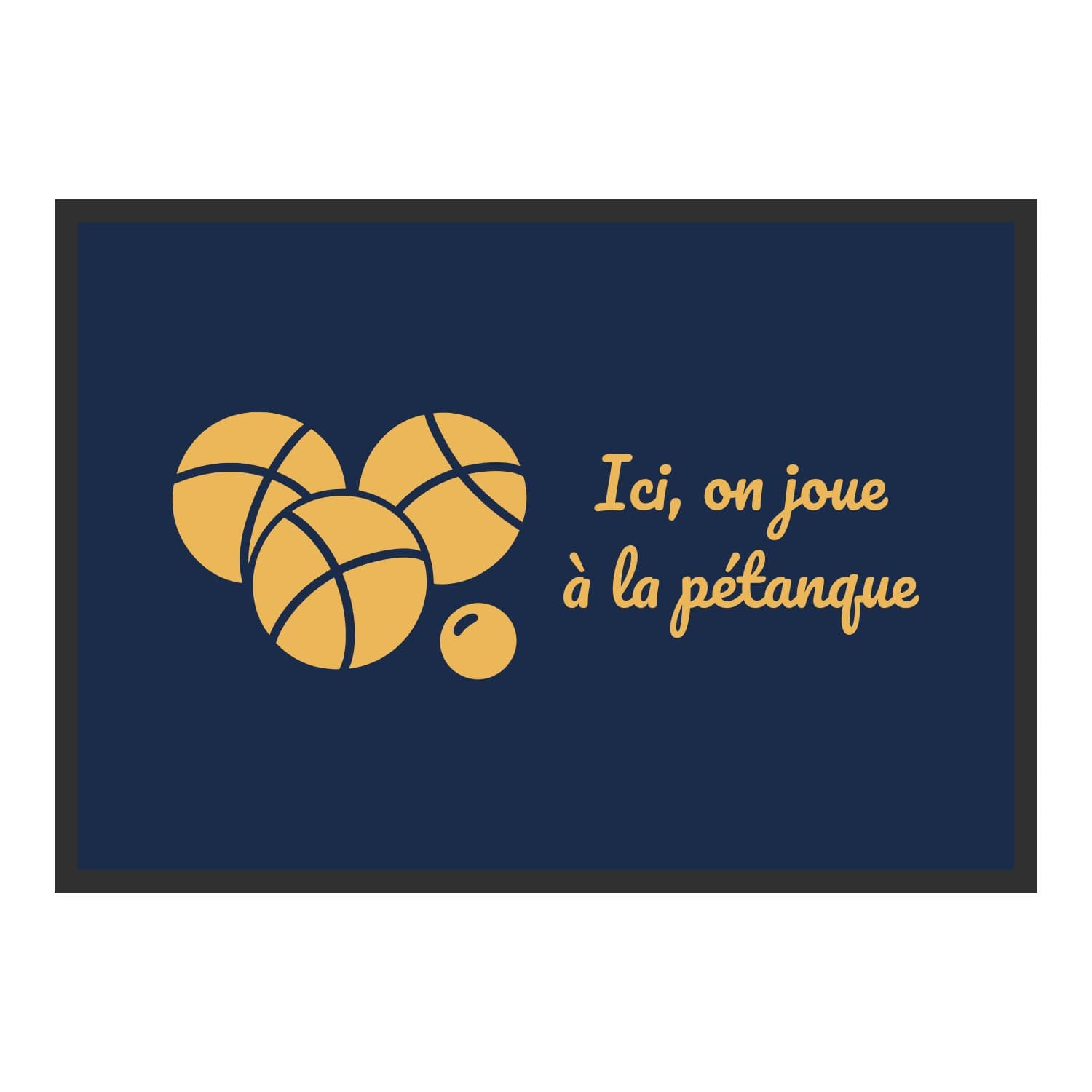 Vue du tapis Ici, on joue à la pétanque dans son format et ses couleurs de départ