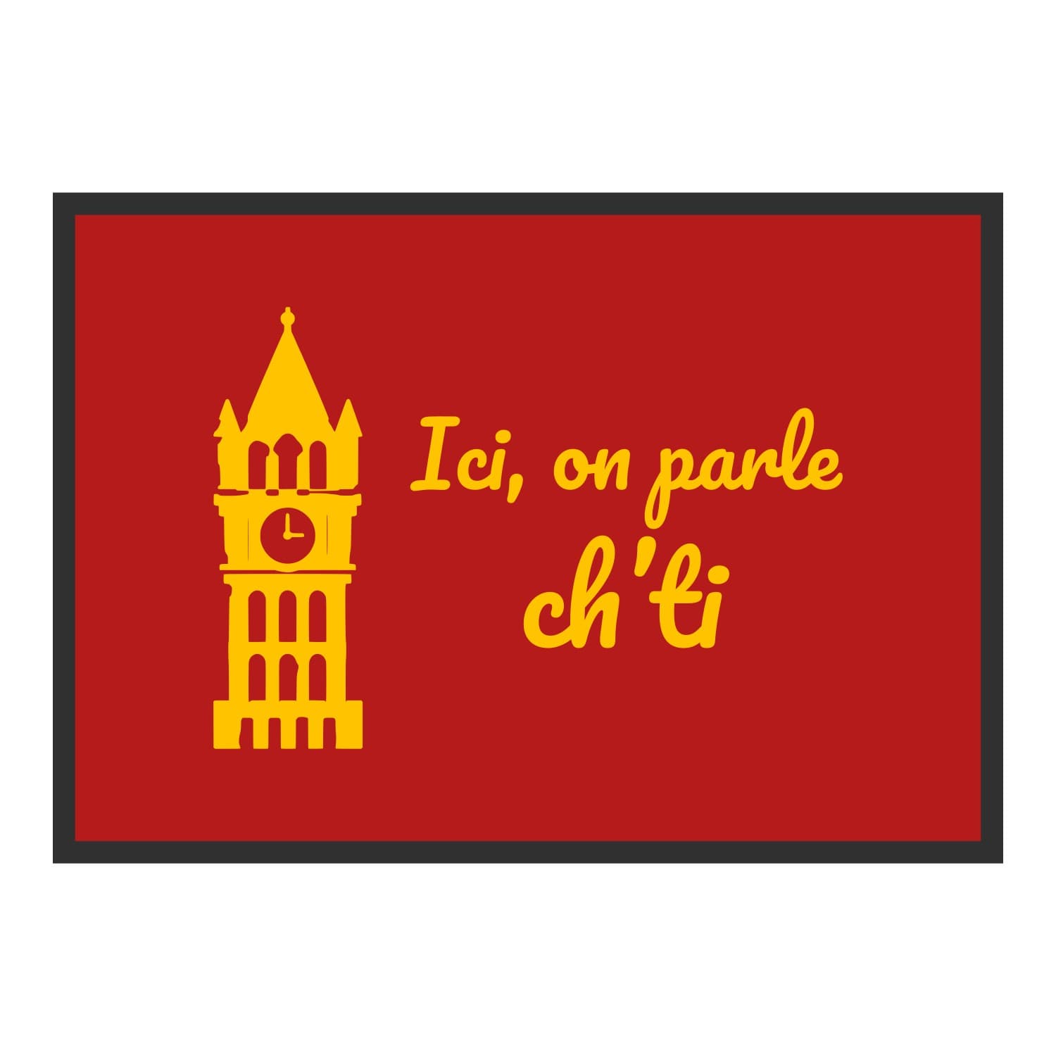 Vue du tapis Ici, on parle ch’ti dans son format et ses couleurs de départ