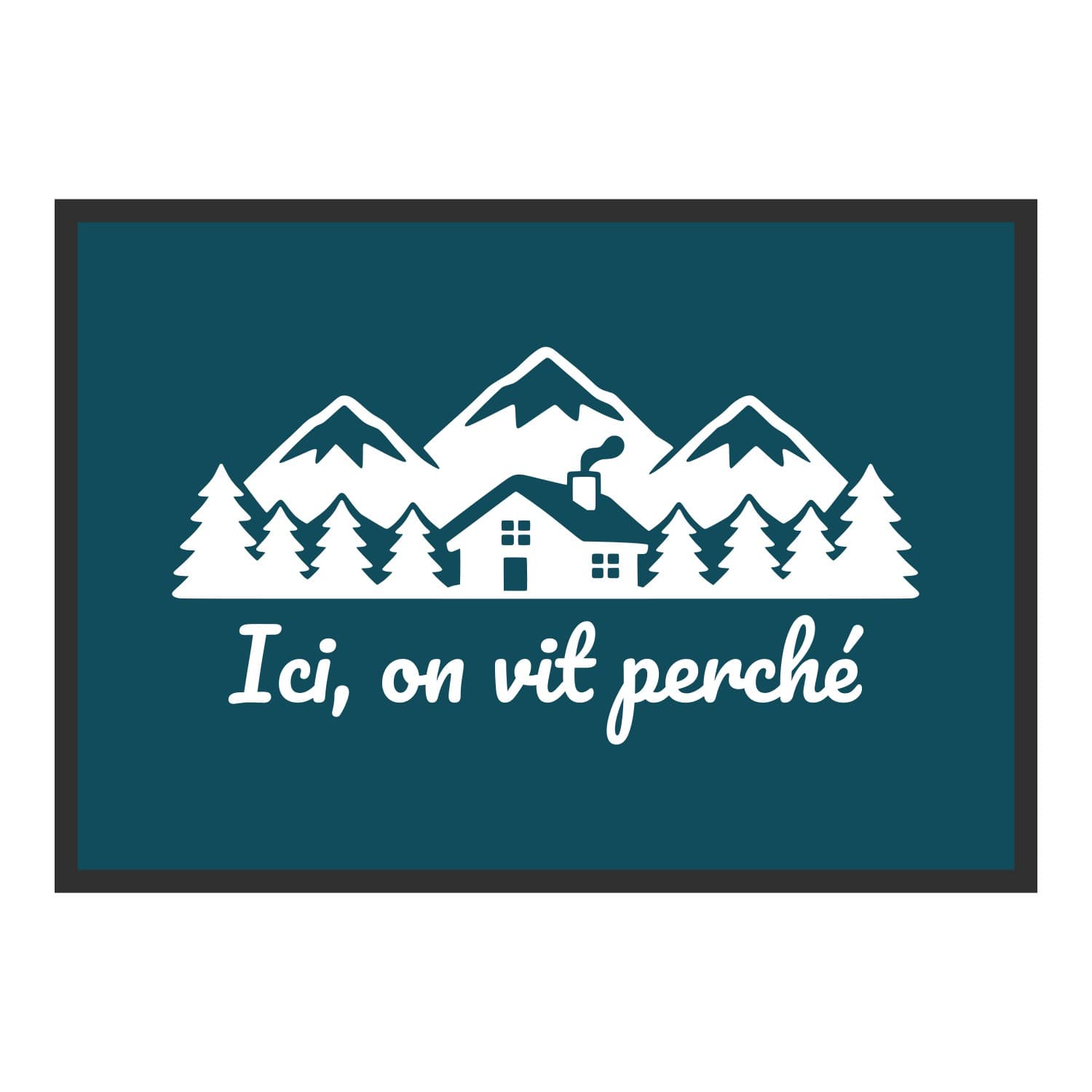 Vue du tapis Ici, on vit perché dans son format et ses couleurs de départ