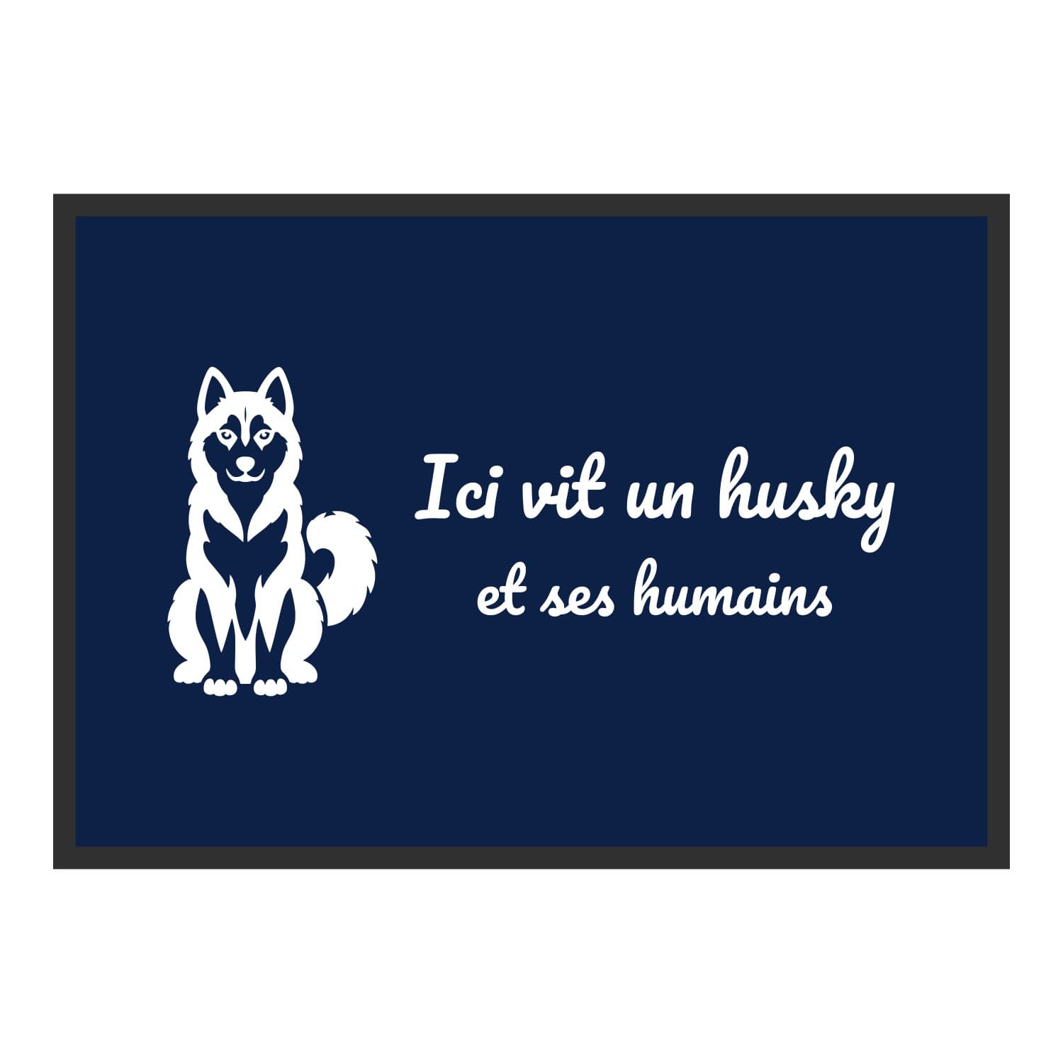 Vue du tapis Ici vit un husky dans son format et ses couleurs de départ